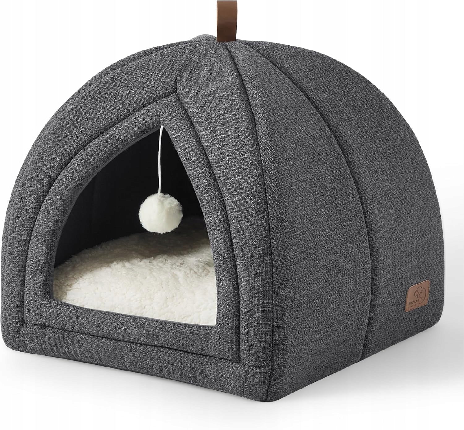 BEDSURE Cottage cat bed cave 40x40 cm dark grey