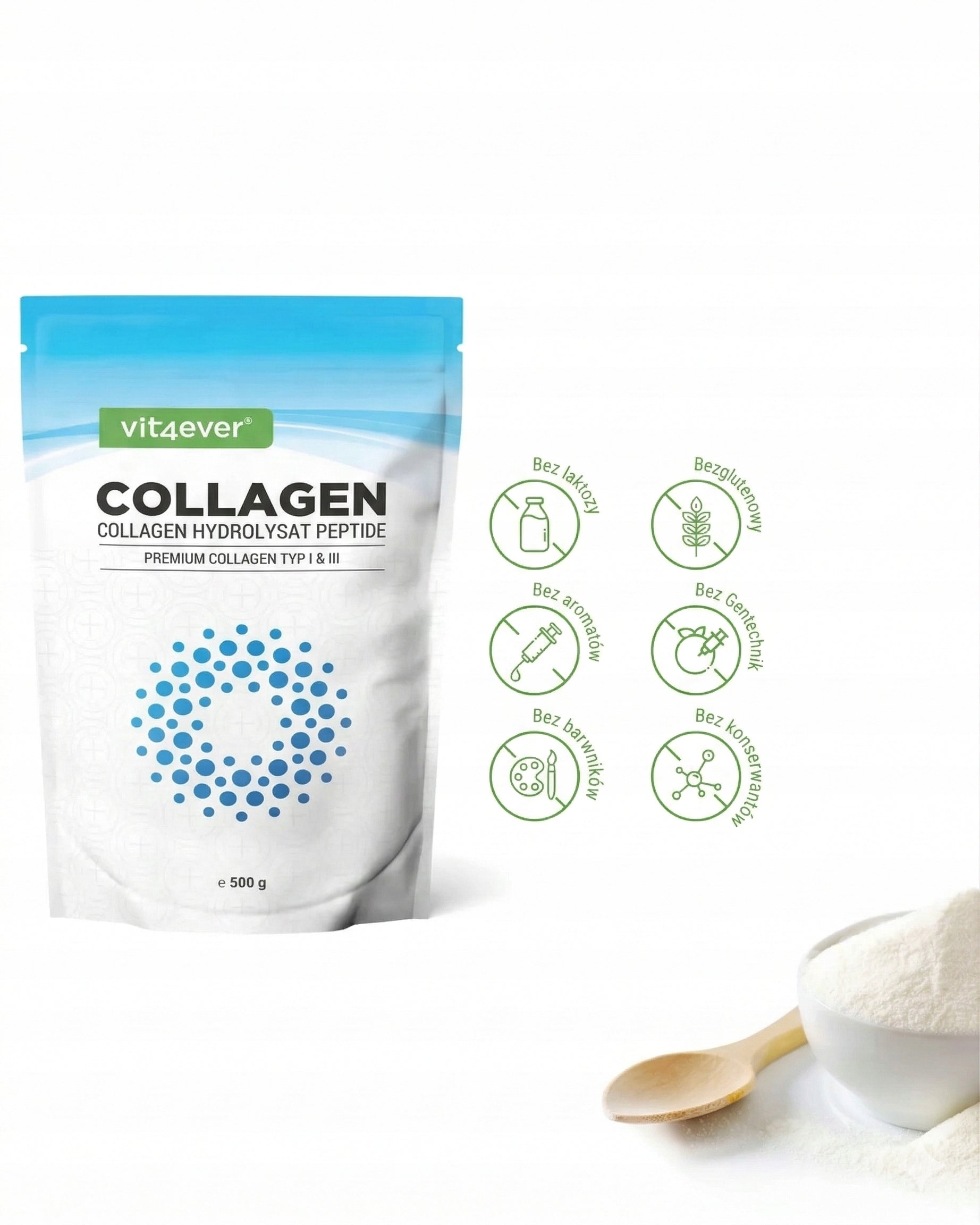 BEEF COLLAGEN 500 g SUPPORT FOR SKIN AND HAIR JOINTS VIT4EVER Packaging status original