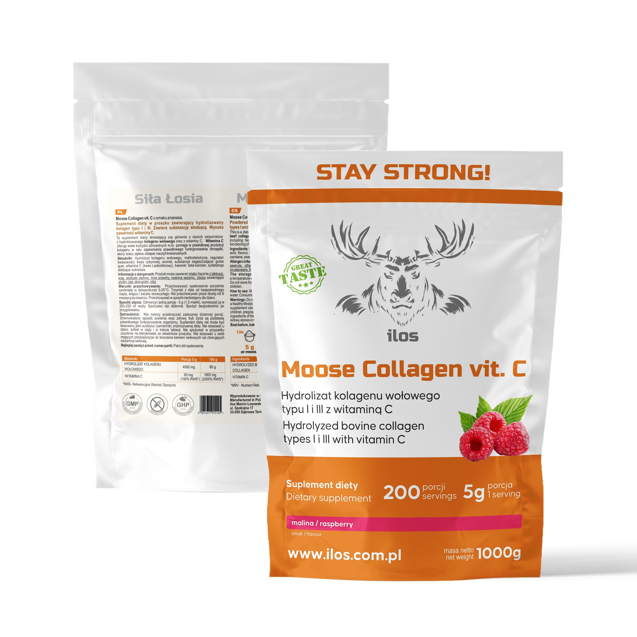 BEEF COLLAGEN TYPE 1 and 3 vitamin C COLLAGEN 1000g 1kg DELICIOUS RASPBERRY Packaging status original
