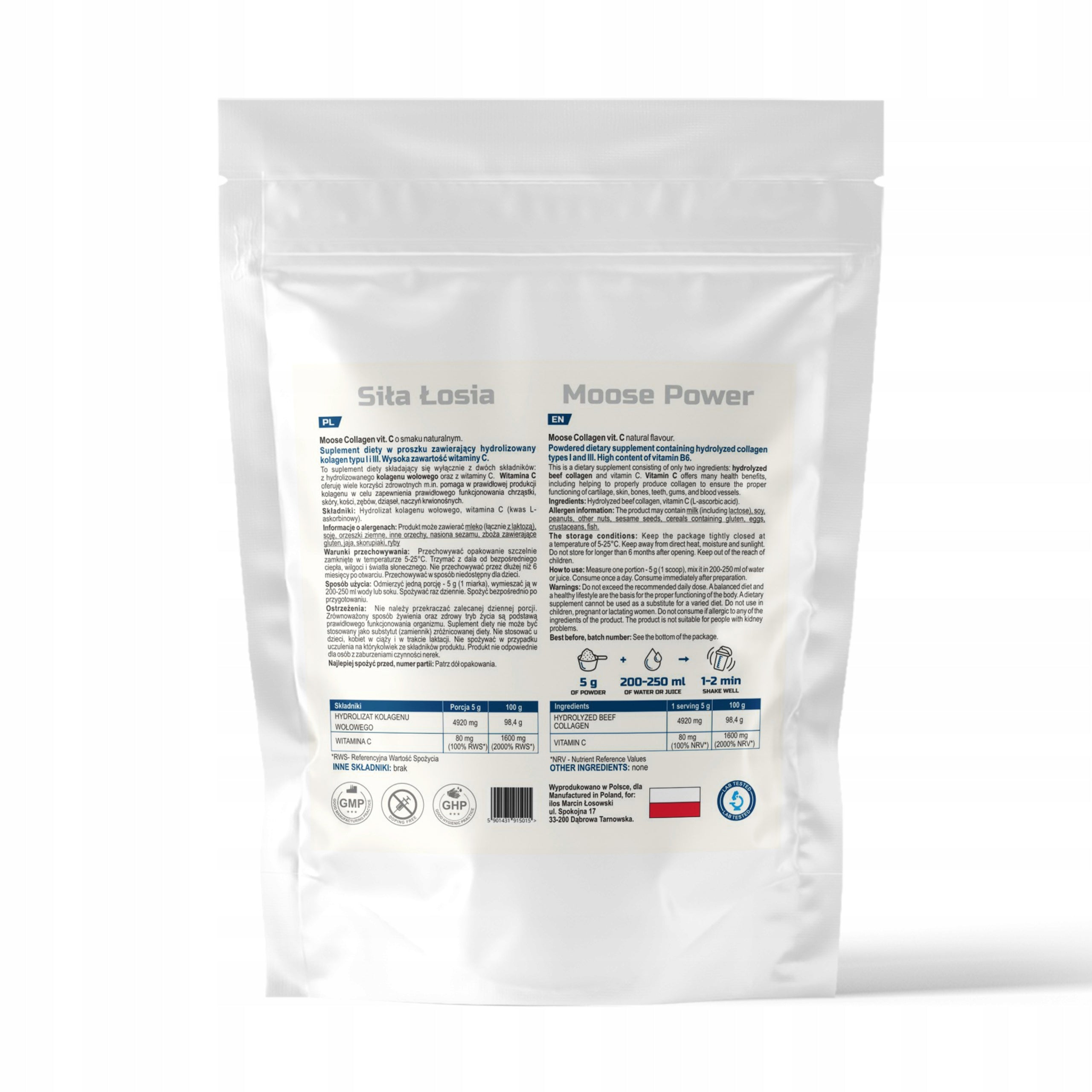 BEEF COLLAGEN TYPE 1 and 3 vitamin C COLLAGEN 500 g NATURAL PURE ilos Medical device no
