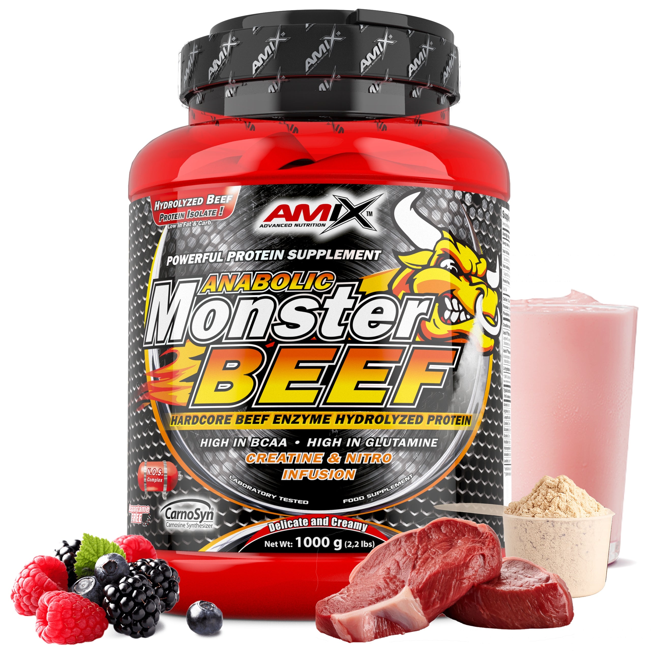 BEEF PROTEIN Strong composition! Protein hydrolyzate Amix Monster Beef 1kg Fruit