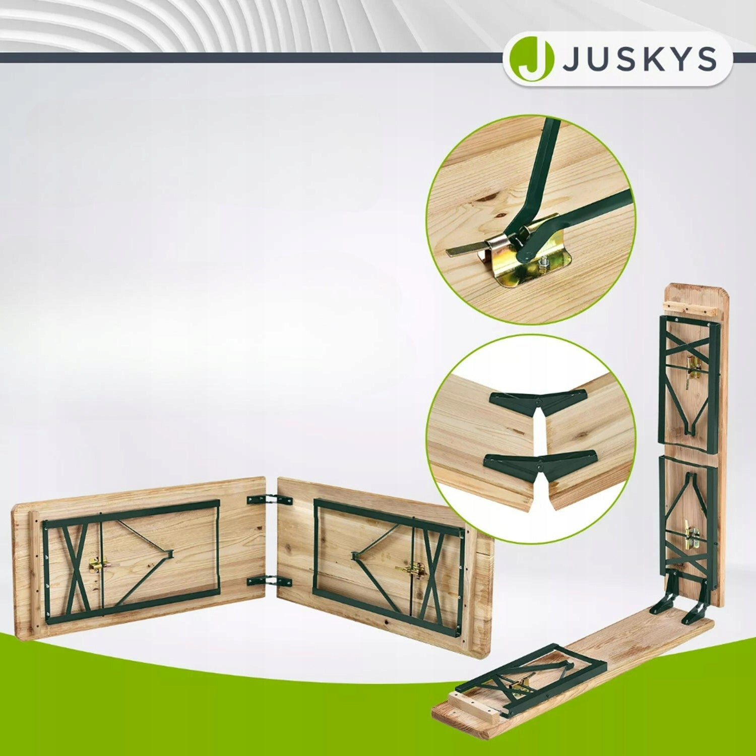 BEER SET TABLE 220CM + 2 BENCHES FOLDING GARDEN FESTIVAL FEAST CATERING Manufacturer Juskys