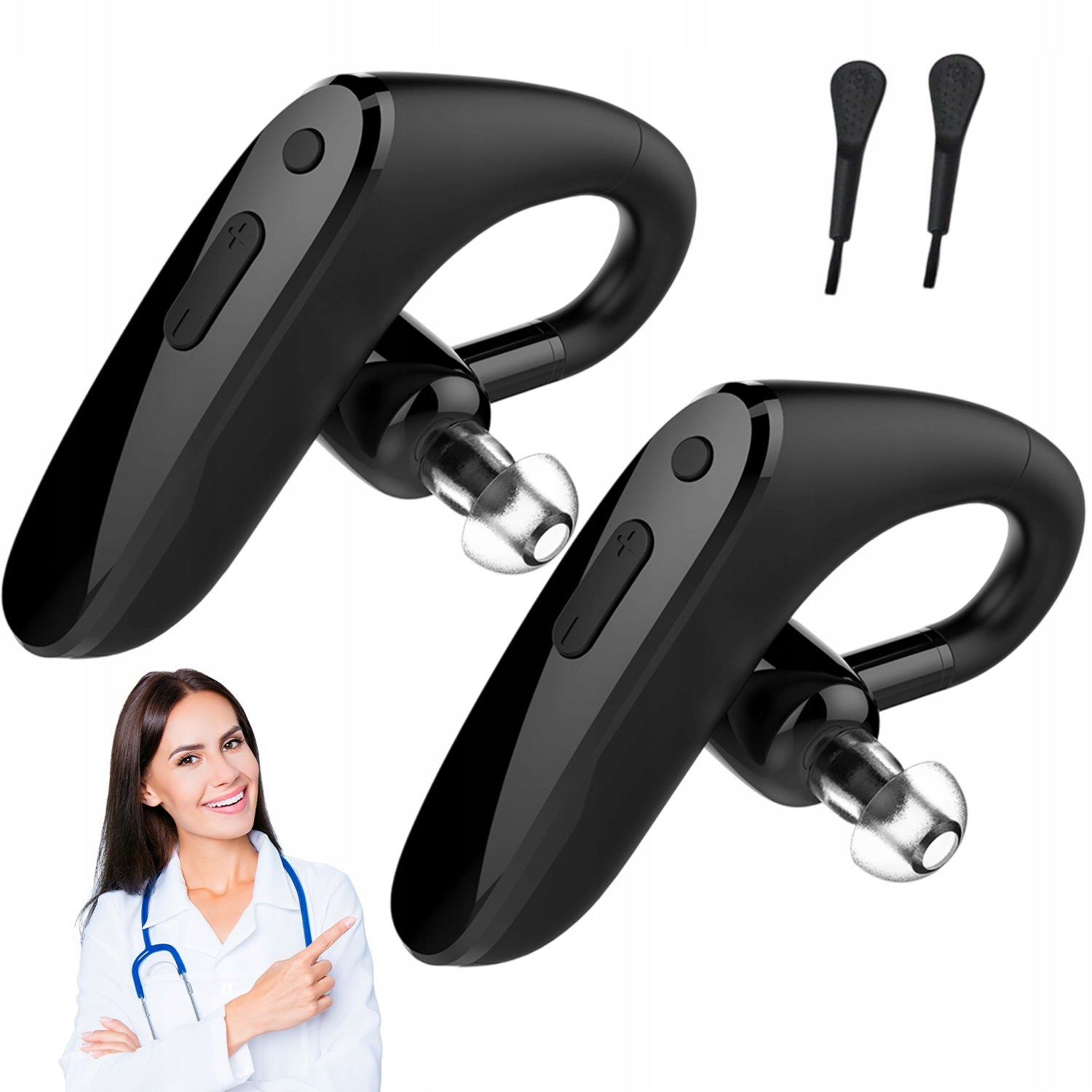 BEHIND-THE-EAR HEARING AID RECHARGEABLE BLUETOOTH USB DIGITAL FOR SENIOR 2 PCS