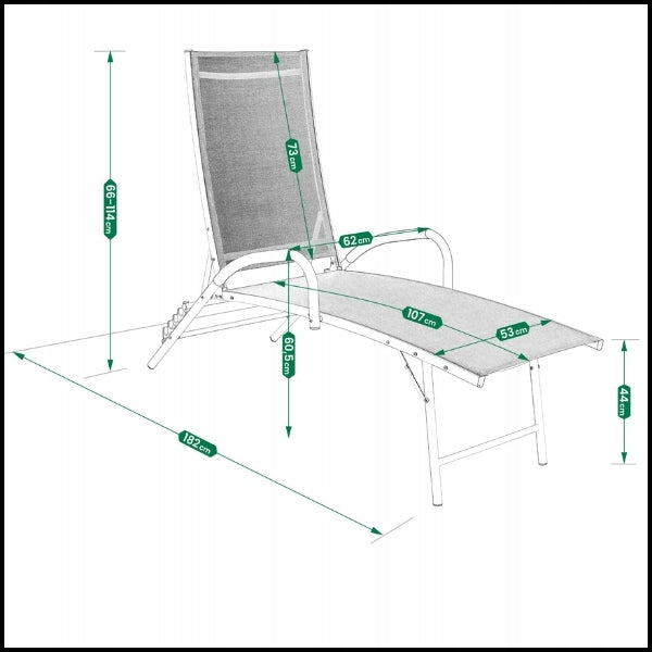 BEIGE ALUMINUM COUCH FOLDING GARDEN LOUNGER GARDEN BACKREST ADJUSTMENT Packaging status original