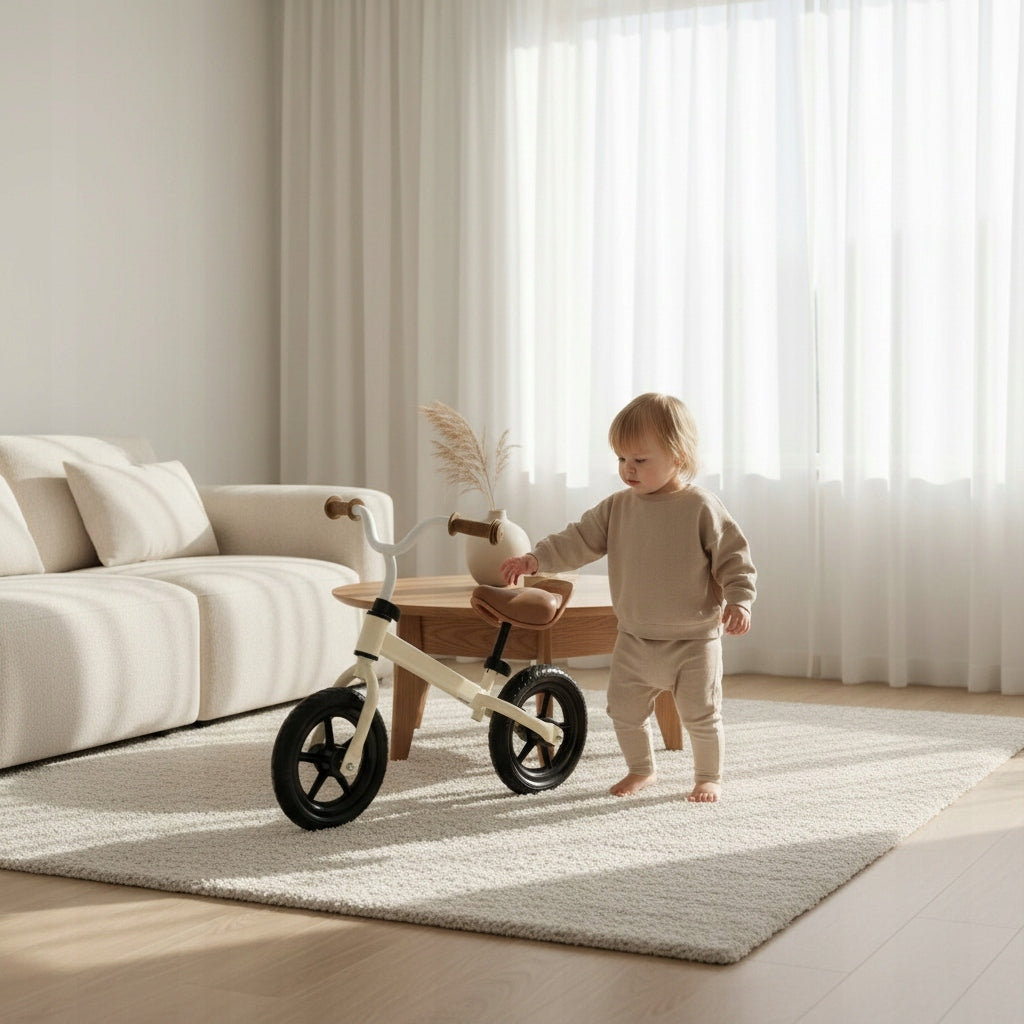 BEIGE BALANCE BIKE 12 INCHES LIGHT 2,5KG FOR CHILDREN 2+ ADJUSTABLE HIT WITHOUT Model CB1002