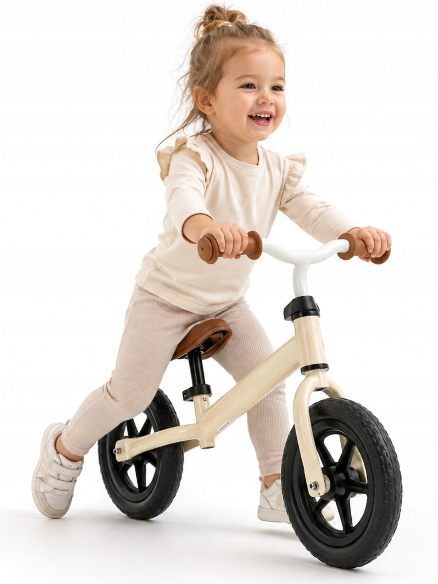 BEIGE BALANCE BIKE 12 INCHES LIGHT 2,5KG FOR CHILDREN 2+ ADJUSTABLE HIT WITHOUT