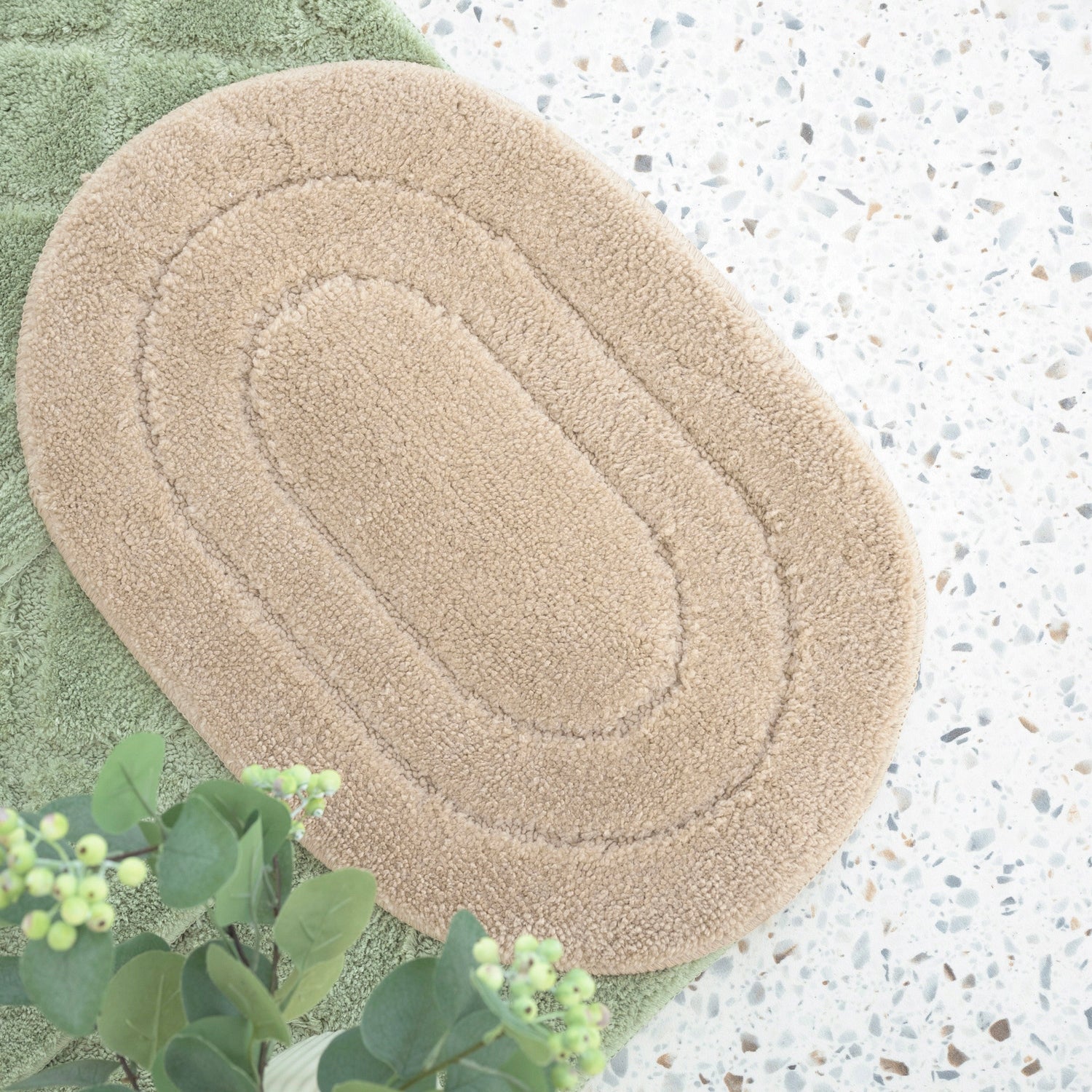 BEIGE BATHROOM rug, SOFT, ABSORBENT, ANTI-SLIP MAT, 50x80CM Brand e-floor