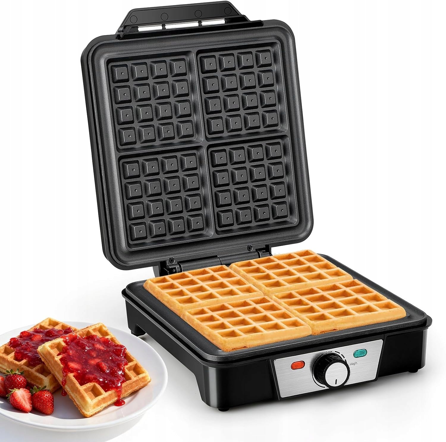 BELGIAN WAFFLE IRON 1200W 4 DISCS FAST HEAT NONSTICK