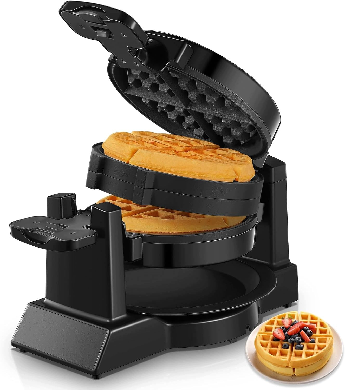 BELGIAN WAFFLE MAKER 1400W DOUBLE ROTATION 180° 8 SLICES IN 3 MIN