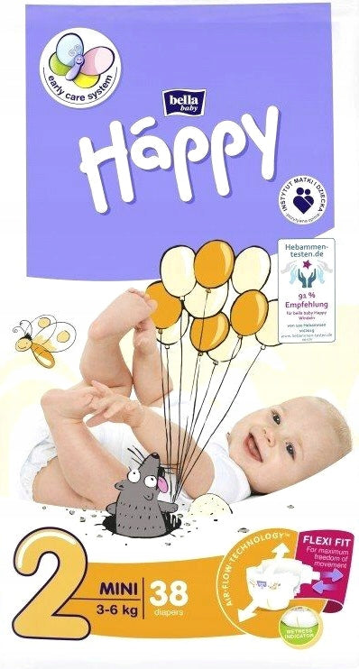 BELLA Baby Diapers 3-6kg MINI 38 pieces Brand Bella Baby Happy