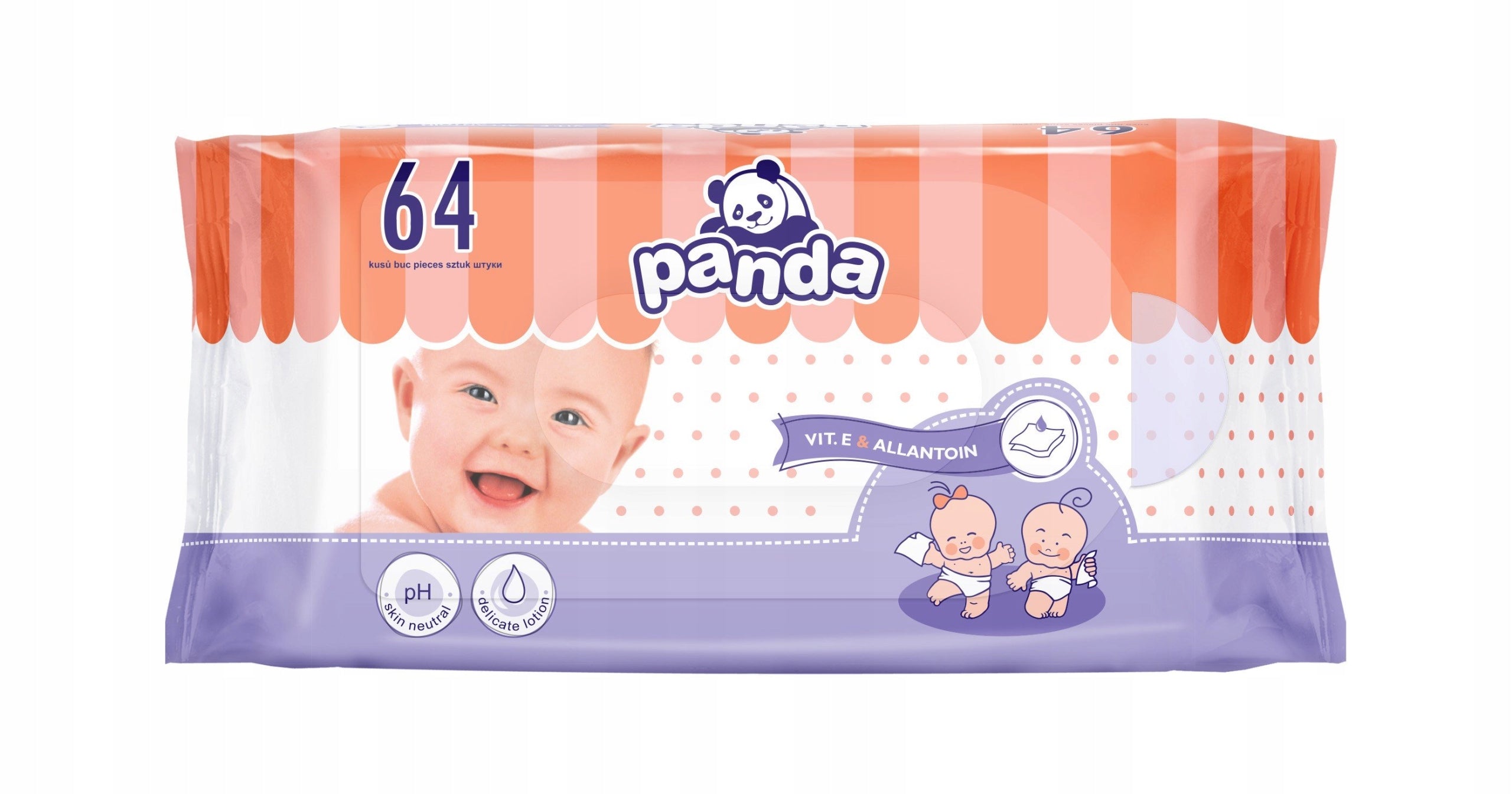 BELLA PANDA WET WIPES WITH ALLANTOIN AND VITAMIN E 64PCS. Manufacturer code BB-062-WP64-002