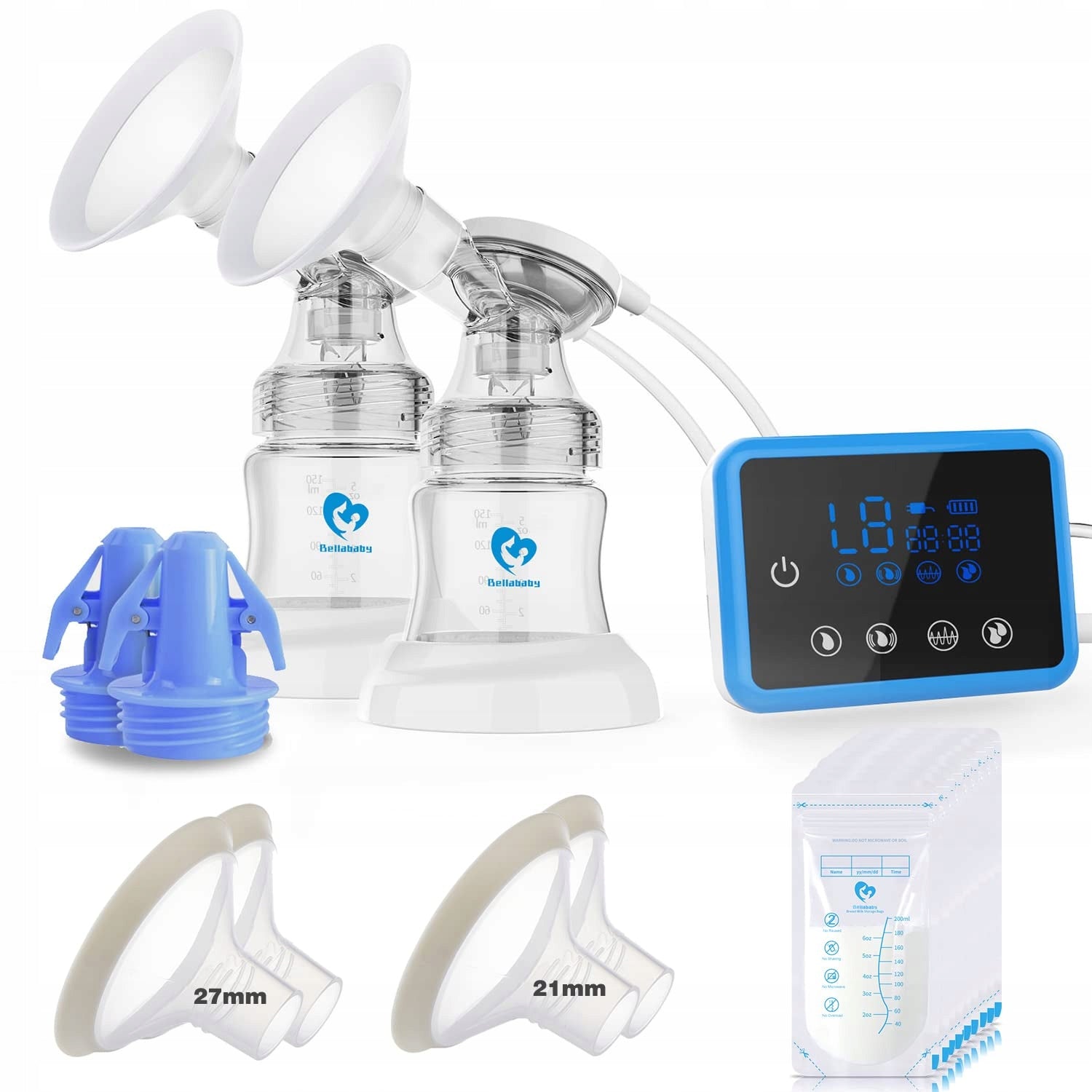 BELLABABY BREAST PUMP BELLABABY WITH FLANGES 21 MM 24 MM