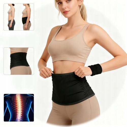BELLY SLIMMING BELT NEOPRENE SILVER FOR WOMEN MEN S/M Model B0G8X1LZXK