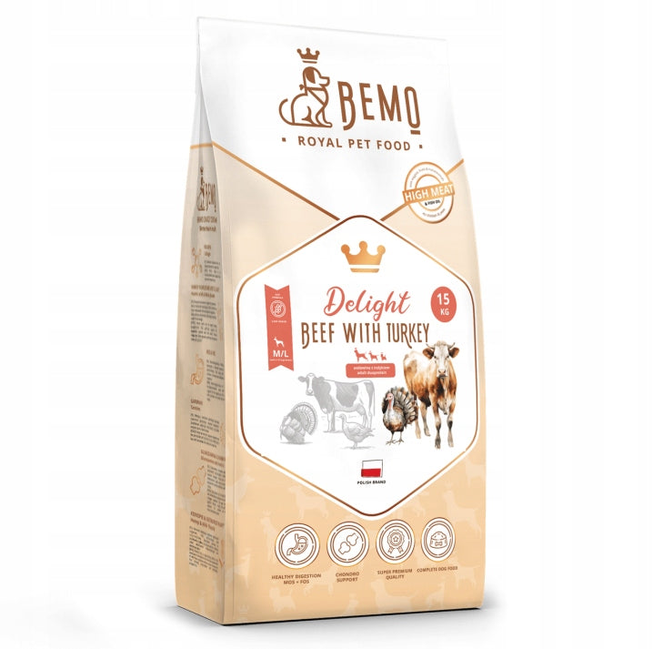 BEMO DELIGHT BEEF TURKEY DOG FOOD MEDIUM AND LARGE BREEDS 15kg