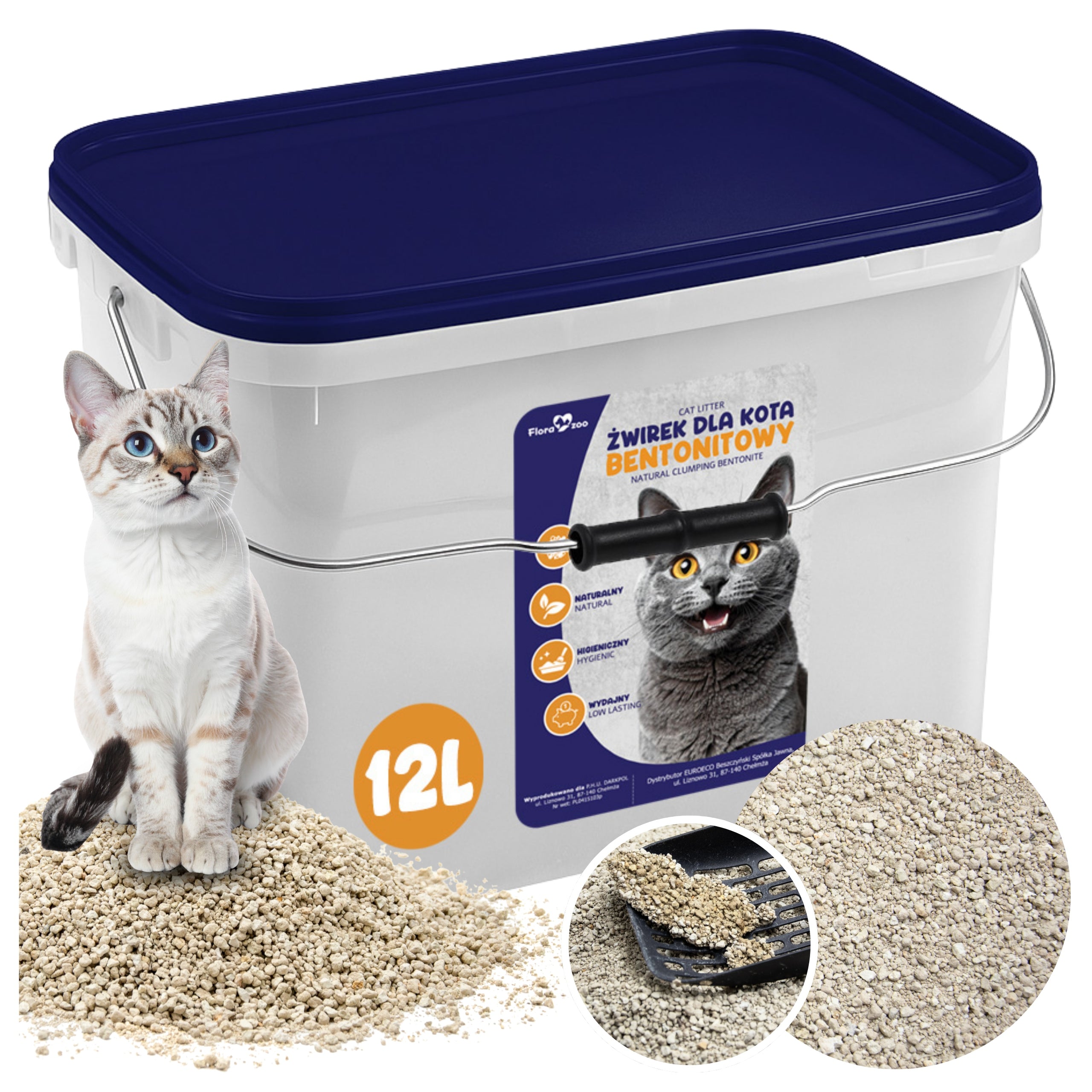 BENTONITE LITTER CLUMPING NATURAL FOR CAT LITTER BOX BUCKET 12L