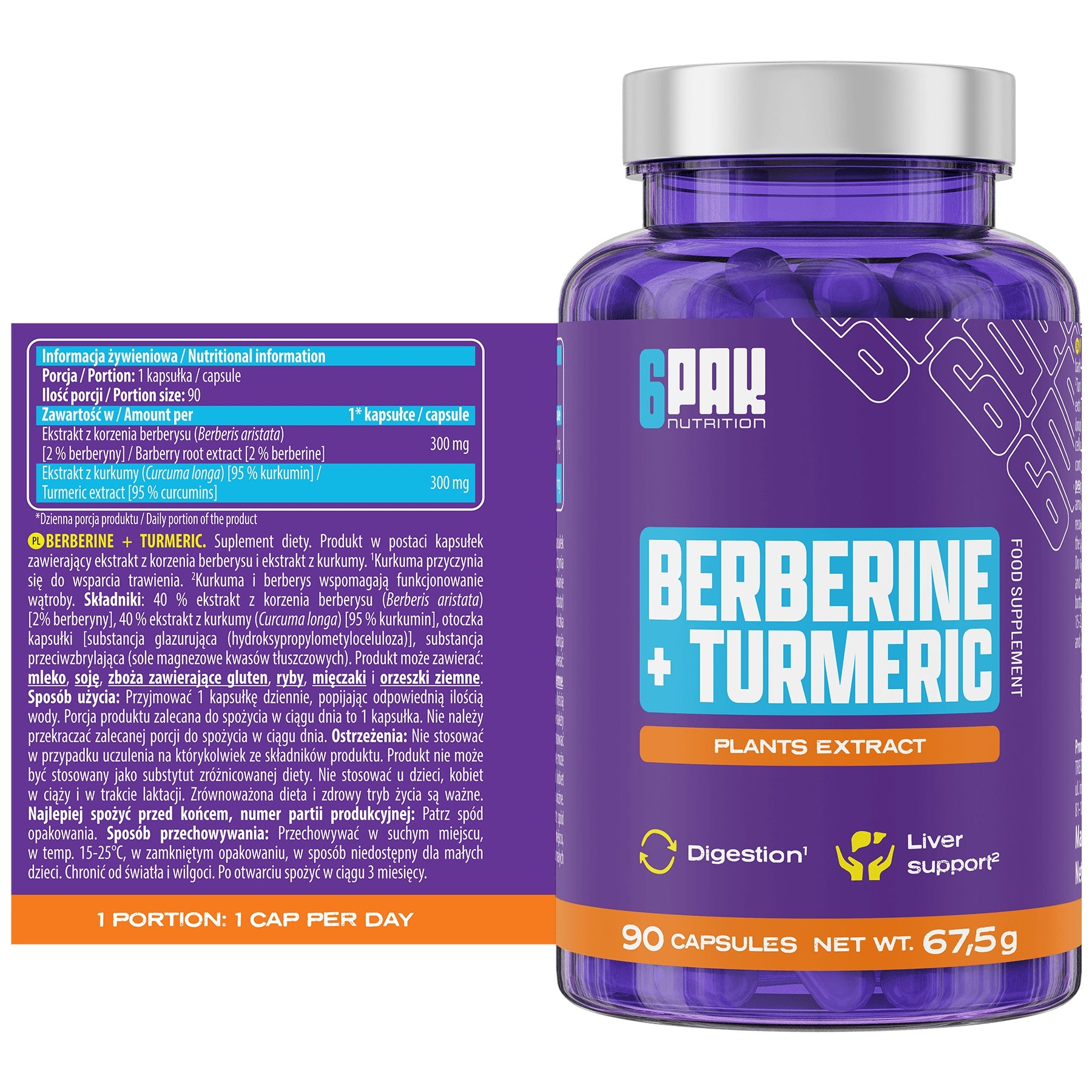 BERBERINE + CURCUMIN 600 MG Glucose Sugar Digestion Liver For 90 DAYS Manufacturer code Berberys + kurkuma, berberine turmeric