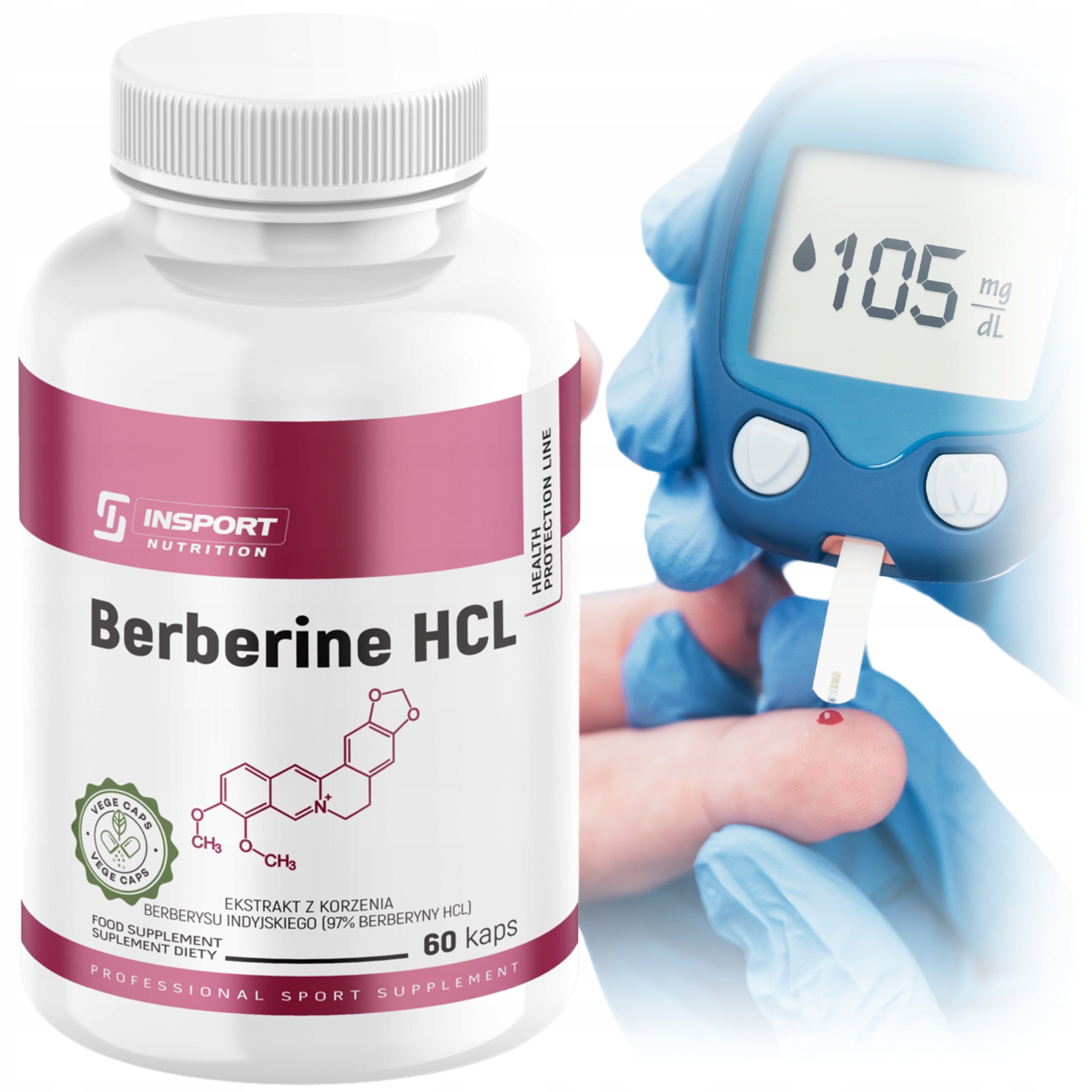 BERBERINE HCL 500mg 60 kap PURE DIGESTION DIABETES WEIGHT LOSS | INSPORT