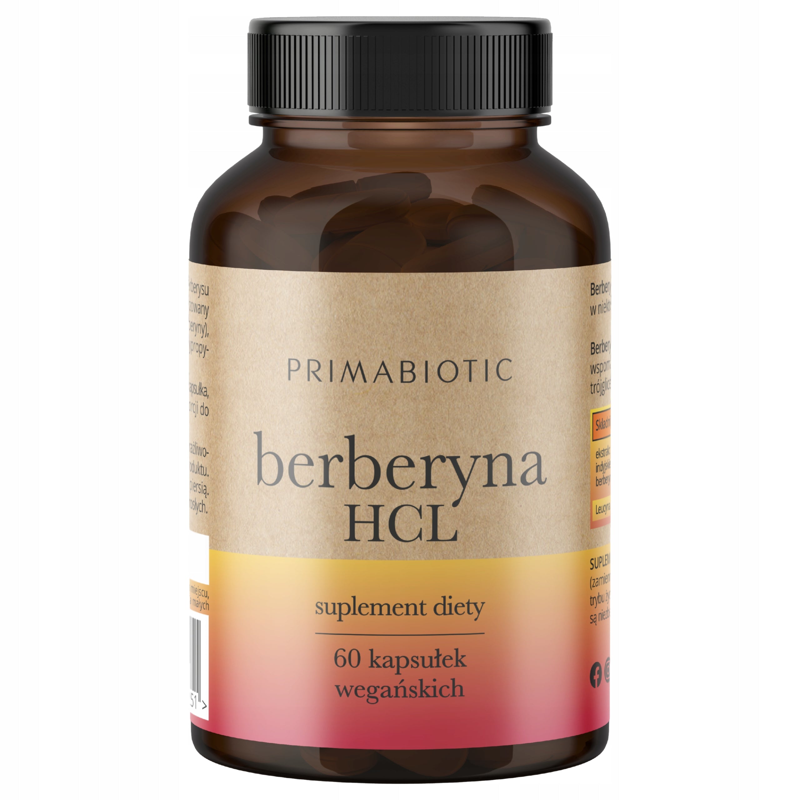 BERBERINE HCL PRIMABIOTIC Weight Loss Digestion Metabolism Sugar 60 kaps.