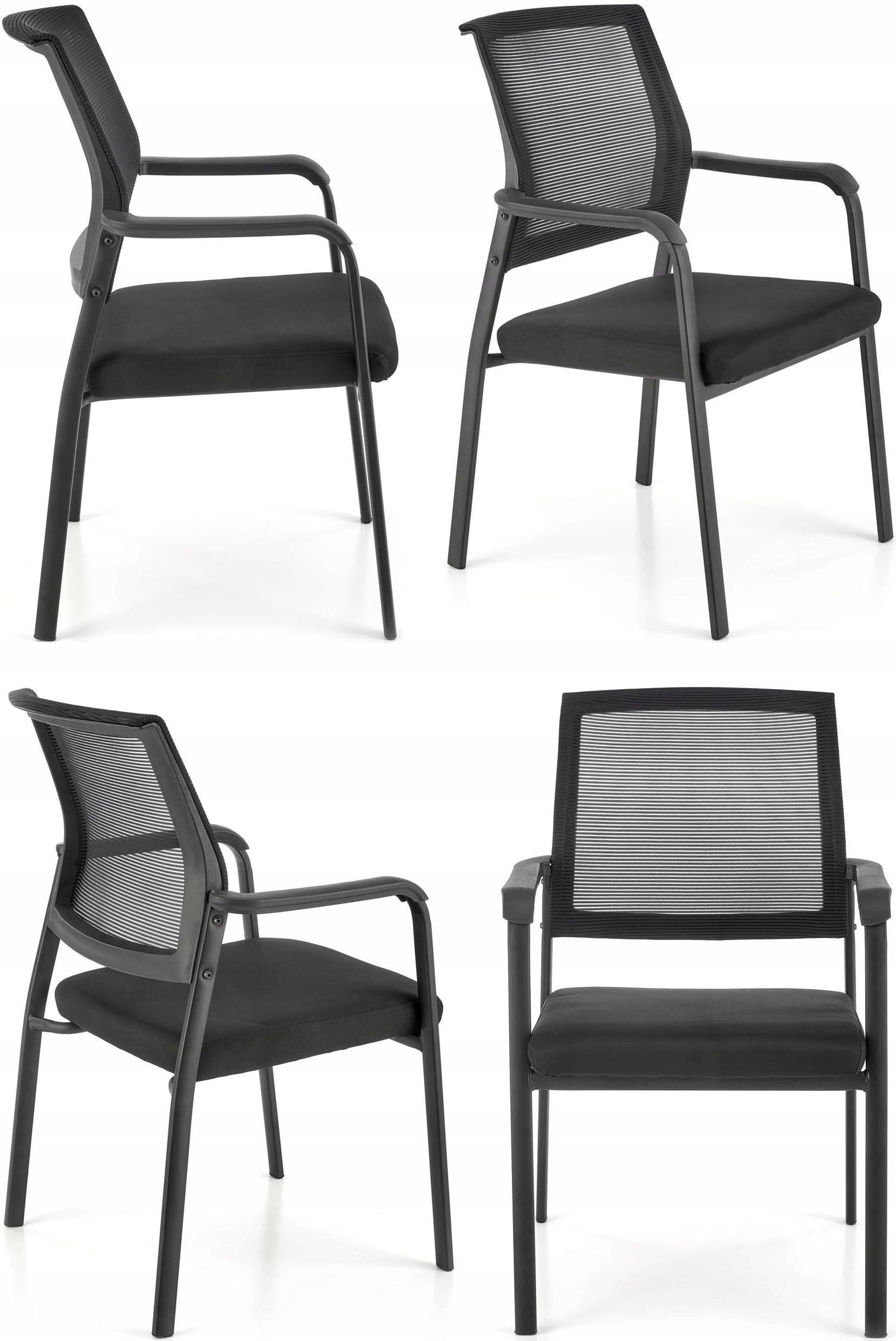 BERSEN Conference Chairs 4 Pcs Office Black Stationary Fabric