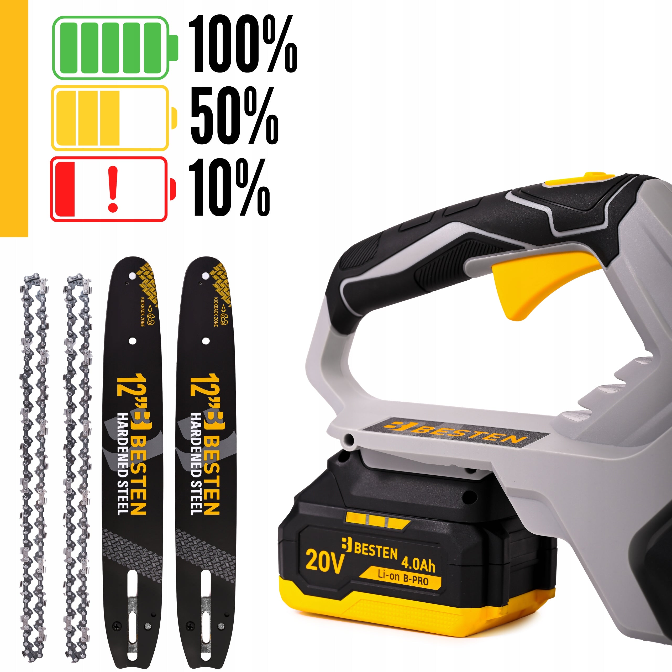 BESTEN Chainsaw Cordless Branch Brushless Saw 4,0Ah Brand BESTEN