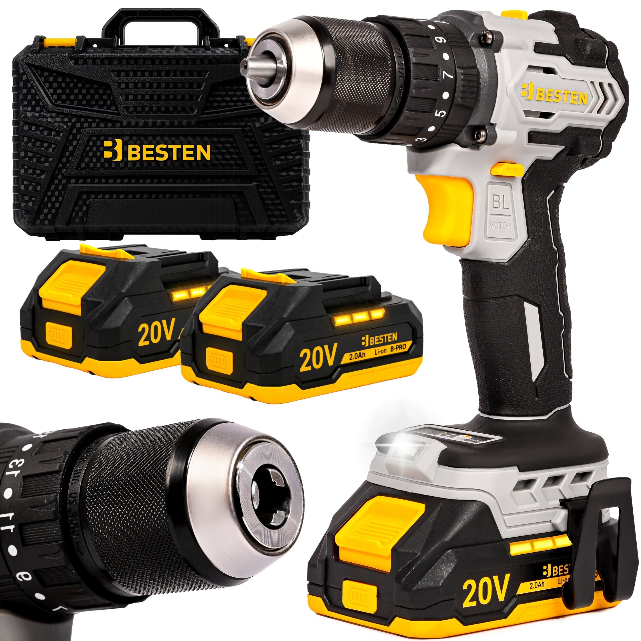 BESTEN Cordless Impact Screwdriver Brushless 75Nm 2xAku