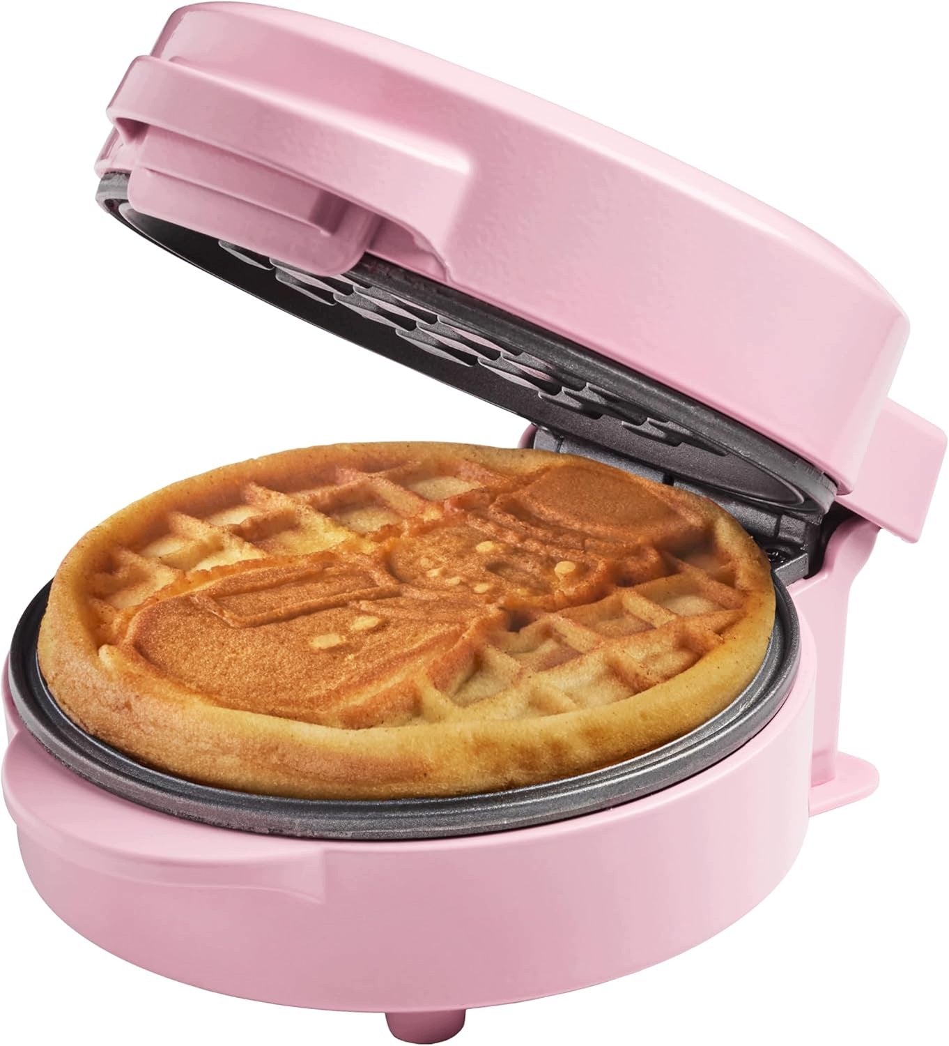 BESTRON MINI WAFFLE IRON 550W SNOWMAN PATTERN ANTI-STICK COATING PINK
