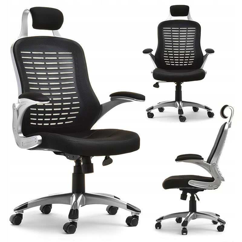 BESTSELLER ERGONOMIC OFFICE CHAIR MADE OF MESH FABRIC LUPO BLACK AND SILVER