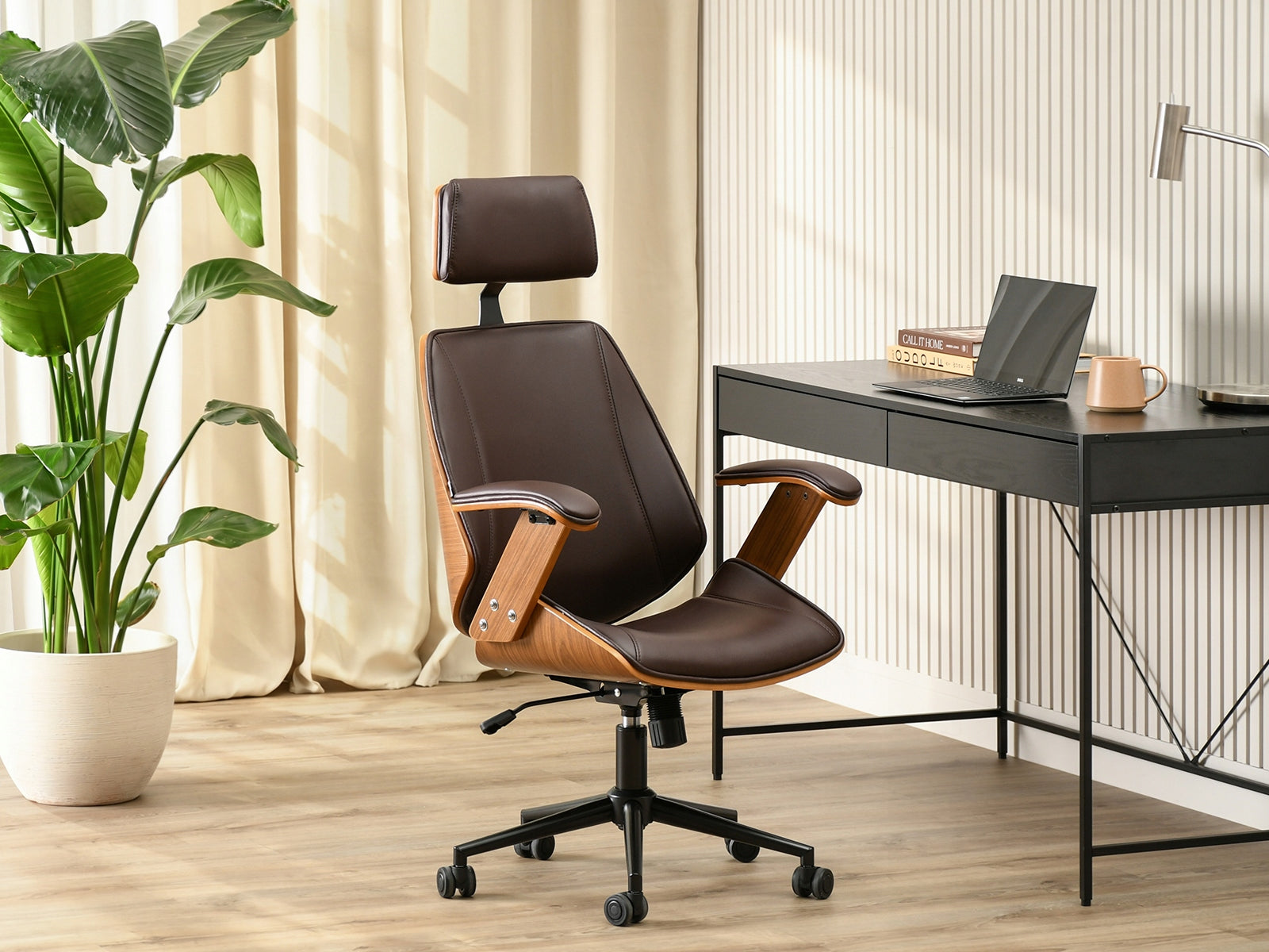 BESTSELLER FOR OFFICE ARMCHAIR FRANK WITH FUNCTIONS WOOD WALNUT SEAT BROWN Brand Mebel-Partner
