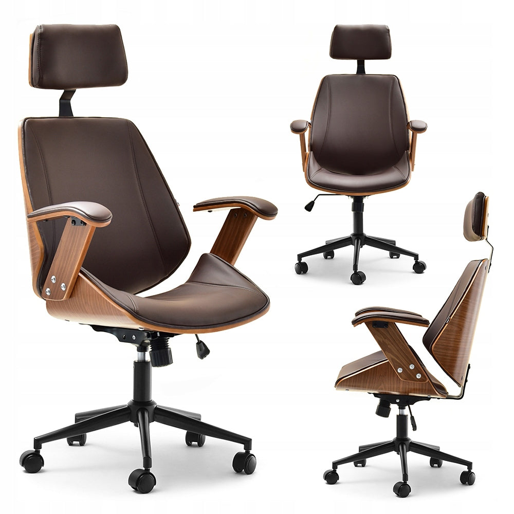 BESTSELLER FOR OFFICE ARMCHAIR FRANK WITH FUNCTIONS WOOD WALNUT SEAT BROWN