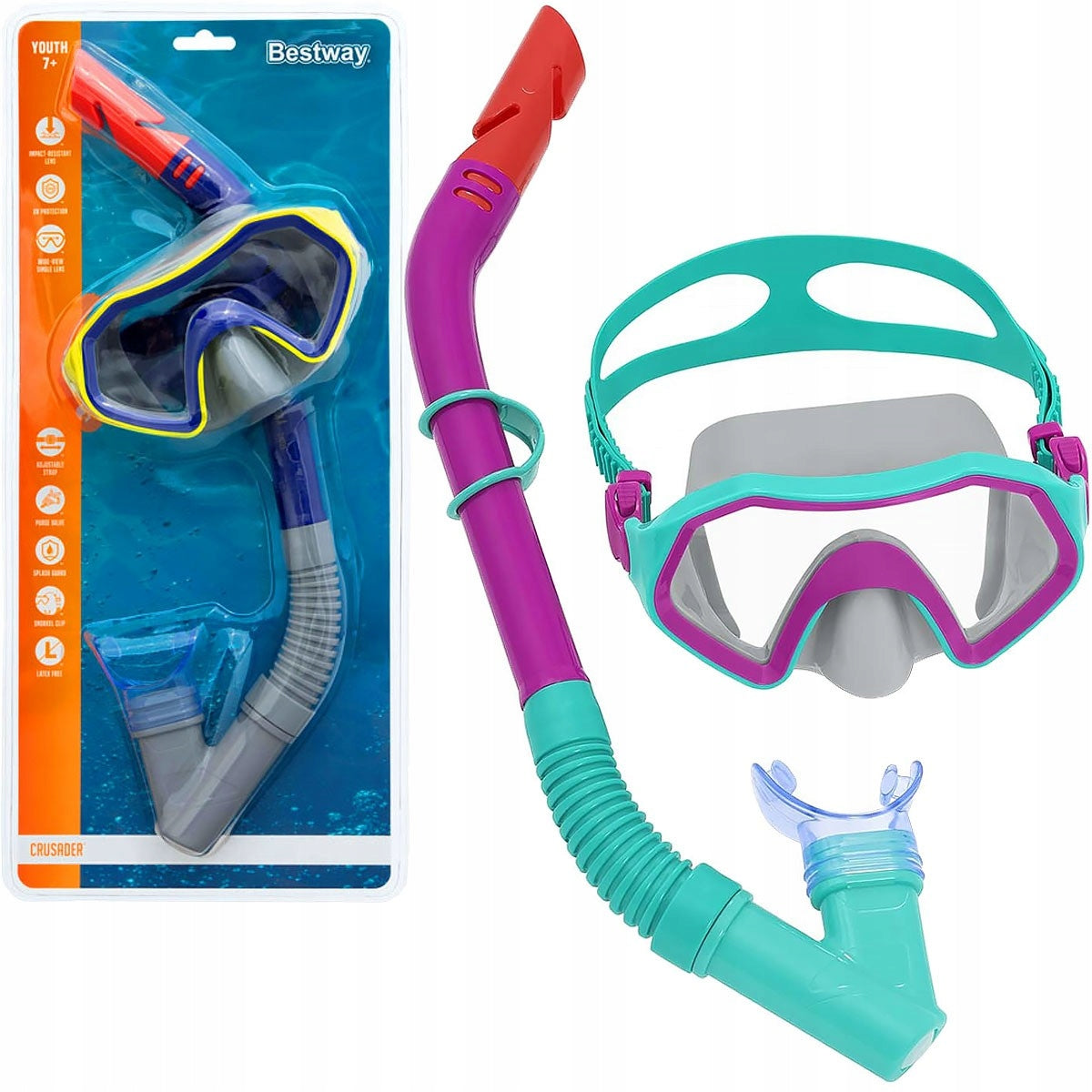 BESTWAY 24025 MASK WITH HYDRO SWIM TUBE 2 COLORS 7+