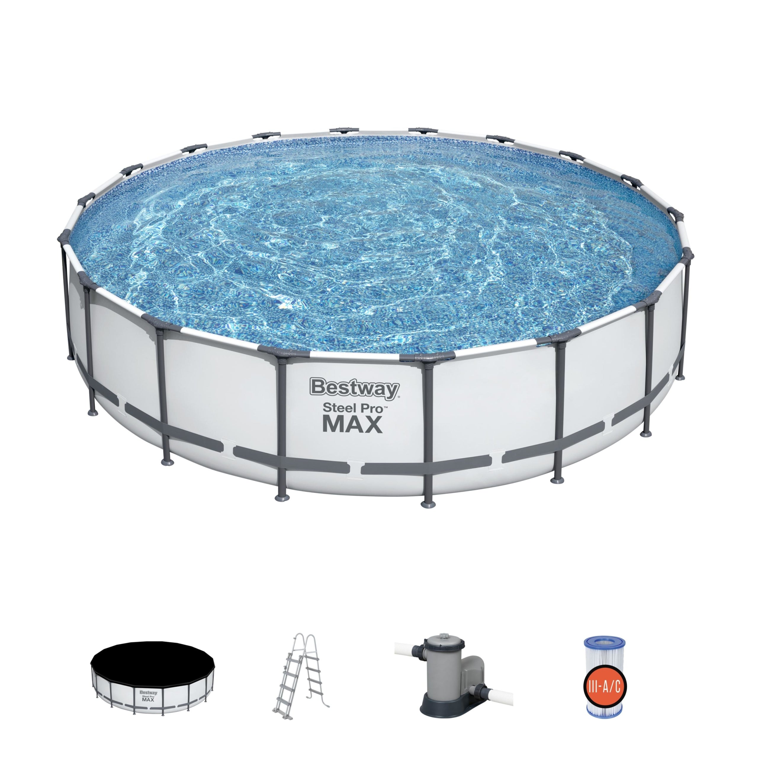 BESTWAY 56462 FRAME POOL ROUND STEEL PRO MAX 5W1 549X122 CM 18FT Height 122 cm