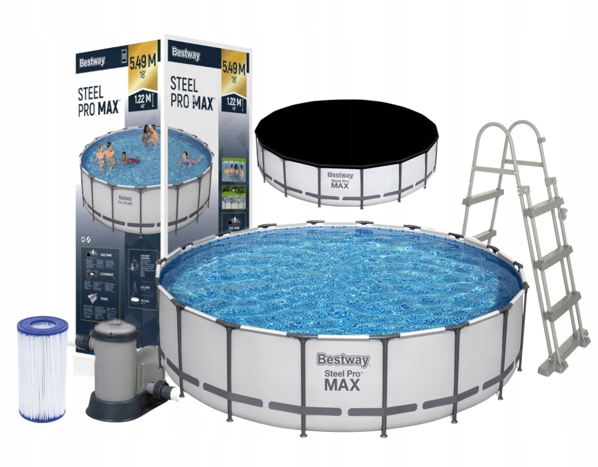 BESTWAY 56462 FRAME POOL ROUND STEEL PRO MAX 5W1 549X122 CM 18FT