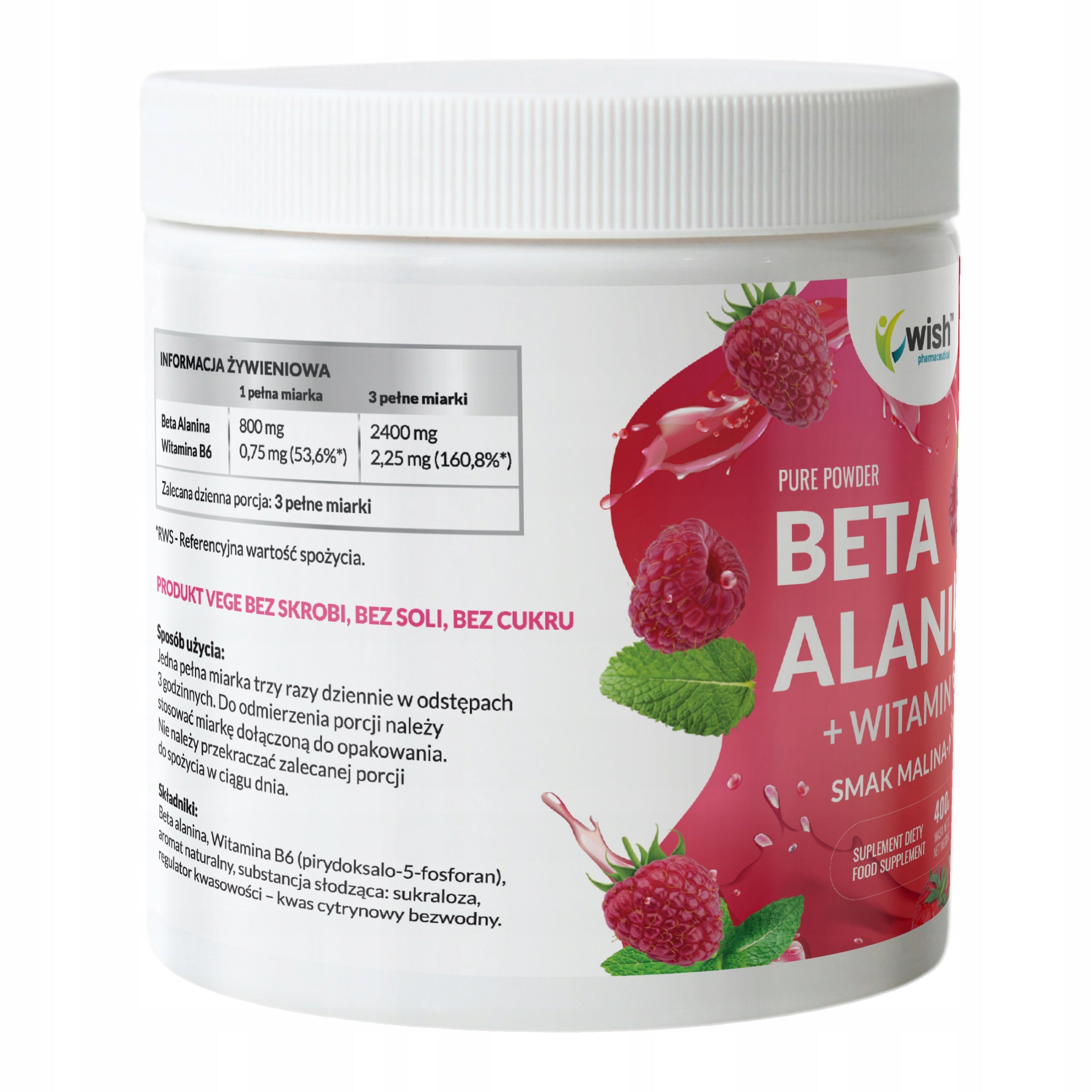 BETA ALANINE Powder Raspberry-Mint Strength Pre-workout Alanine Pump 800g Packaging status original