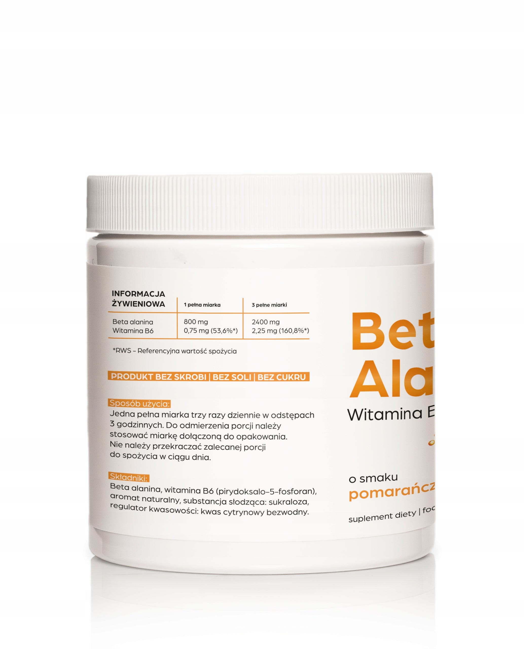 BETA ALANINE Strength Pump Stimulation Energy ORANGE 800 g Packaging status original