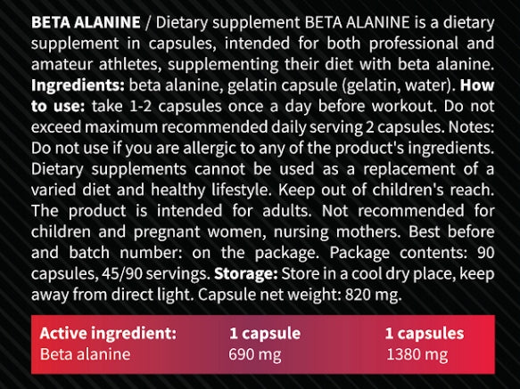 BETA ALANINE strength FORCE pump ProActive Beta Alanine 690mg 90 kaps Manufacturer code 590444714787