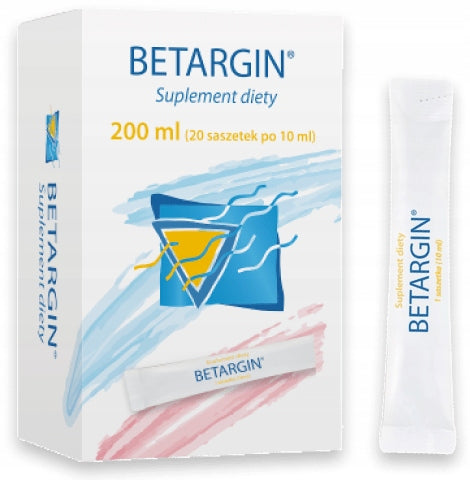 BETARGIN DIETARY SUPPLEMENT 20 SACHETS OF 10ML ARGININE BETAINE METABOLISM Packaging status original