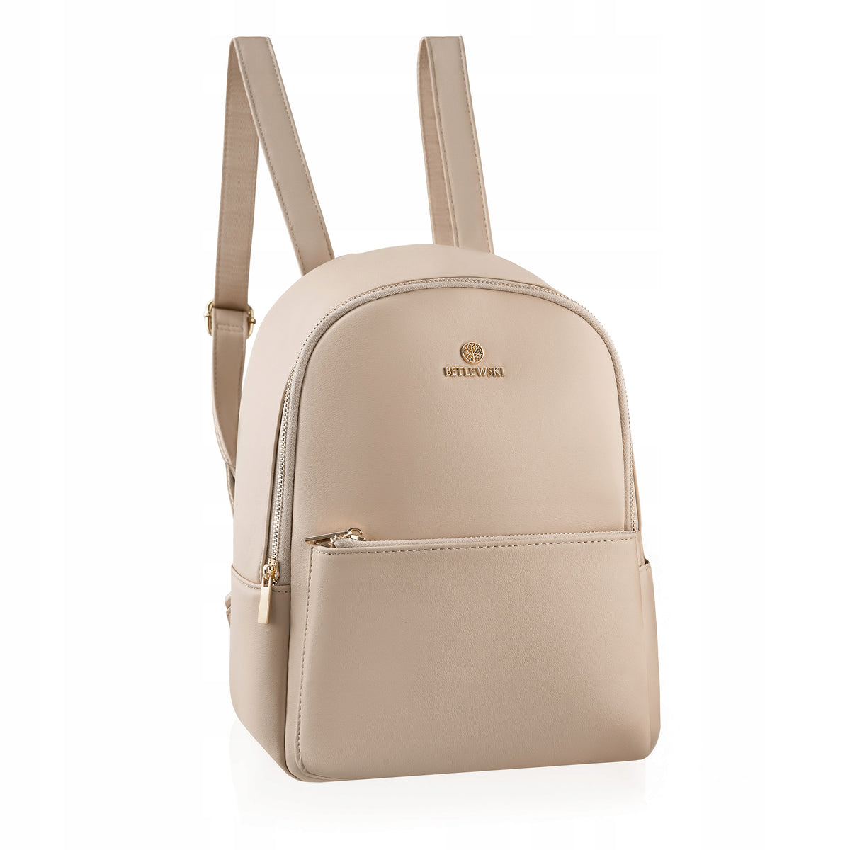 BETLEWSKI Women's backpack small elegant eco-leather comfortable beige adjustment
