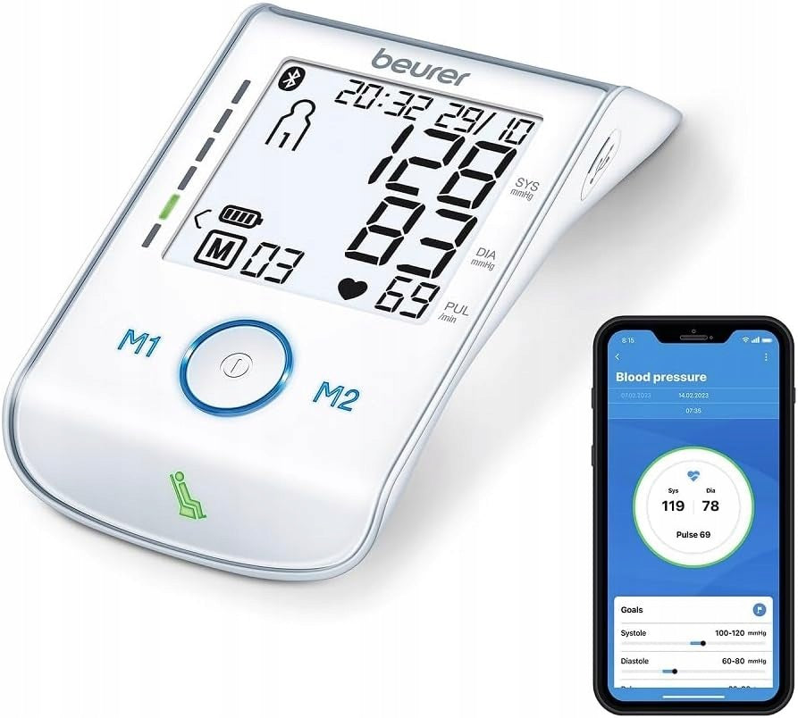 BEURER BM 85 BLOOD PRESSURE MONITOR WITH APP, BATTERY, LARGE DISPLAY