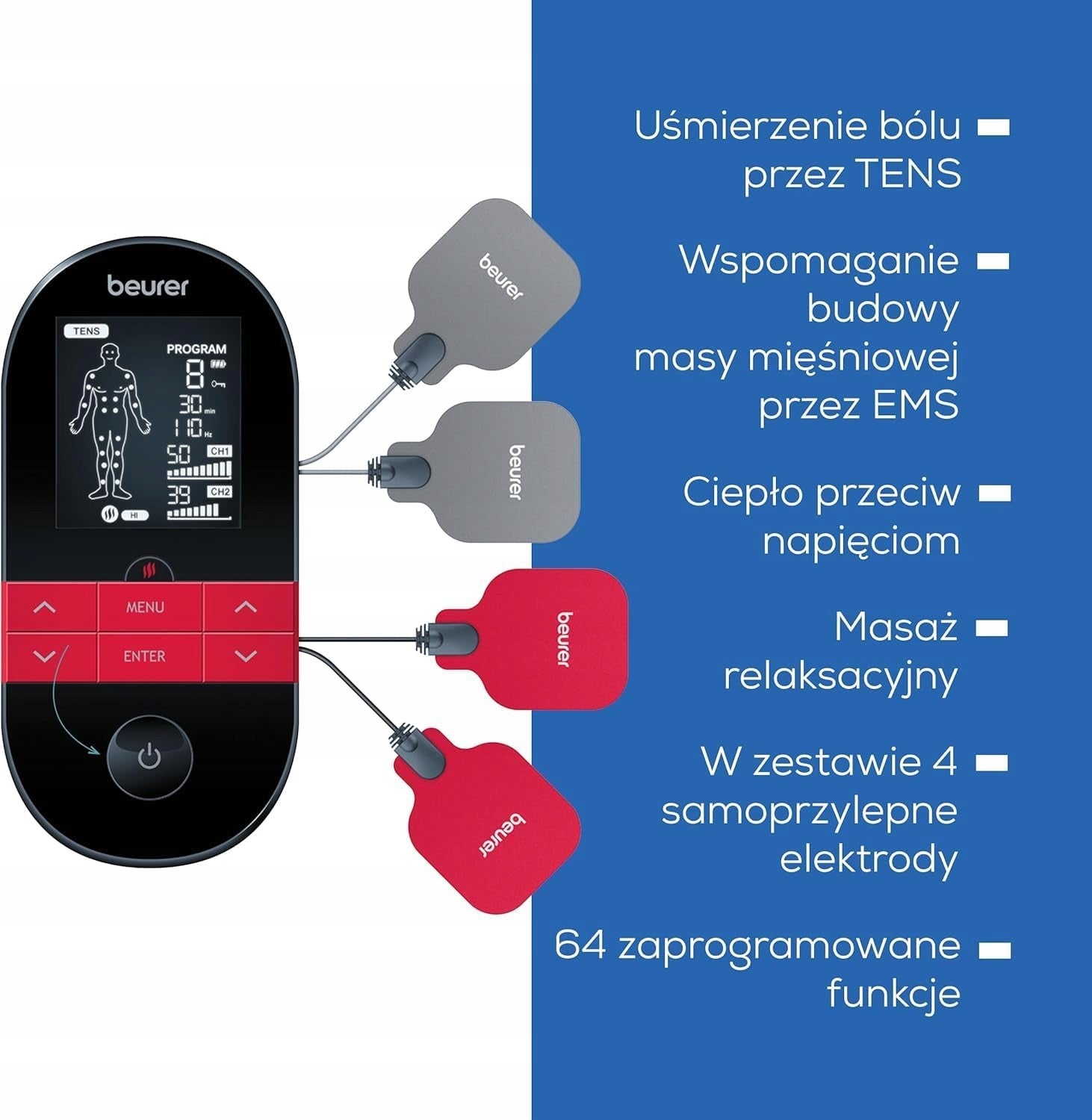 BEURER TENS/EMS MUSCLE STIMULATOR WITH HEATING AND PAIN RELIEF Packaging status original