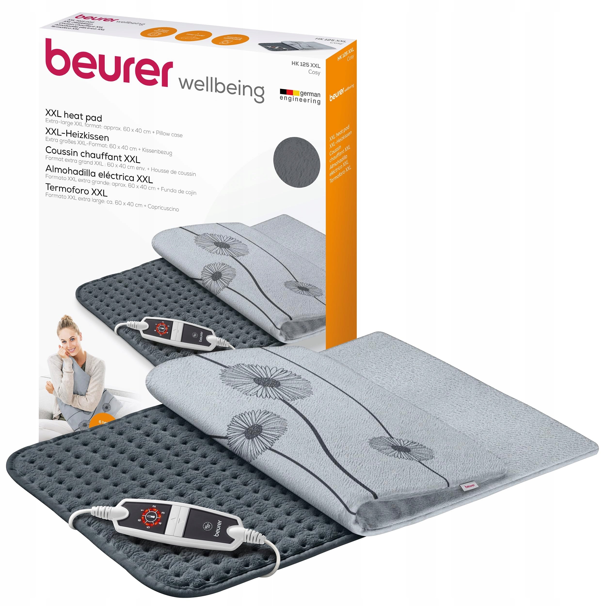 BEURER XXL Electric Pillow 6 Temperatures Automatic Shutdown Grey