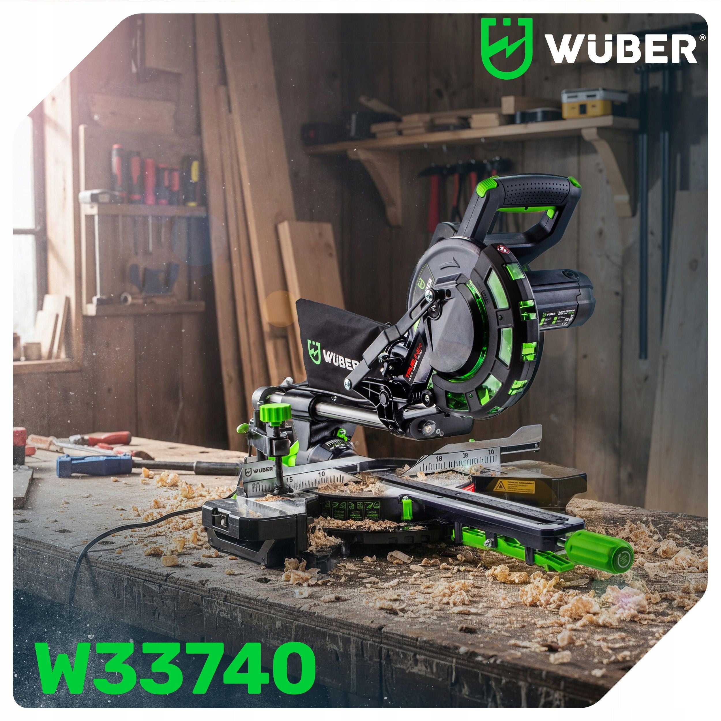 BEVEL SAW WITH FEED SLASH FOR WOOD 1700W + LASER + DISC 210MM 24T Series W33740 PIŁA UKOSOWA Z POSUWEM UKOŚNICA