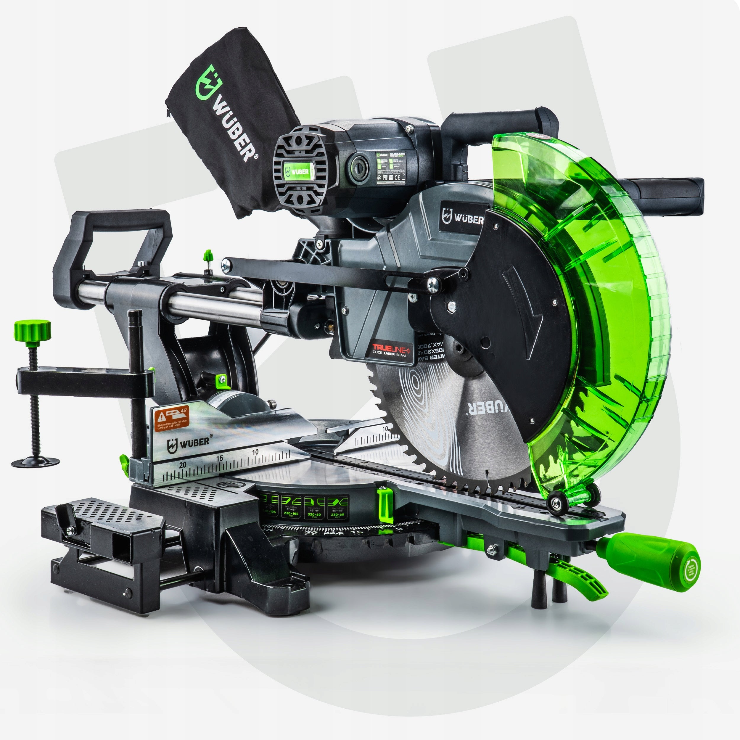 BEVEL SAW WITH FEED SLASH FOR WOOD 2000W + LASER + DISC 305MM 60T Maximum power 2000 W