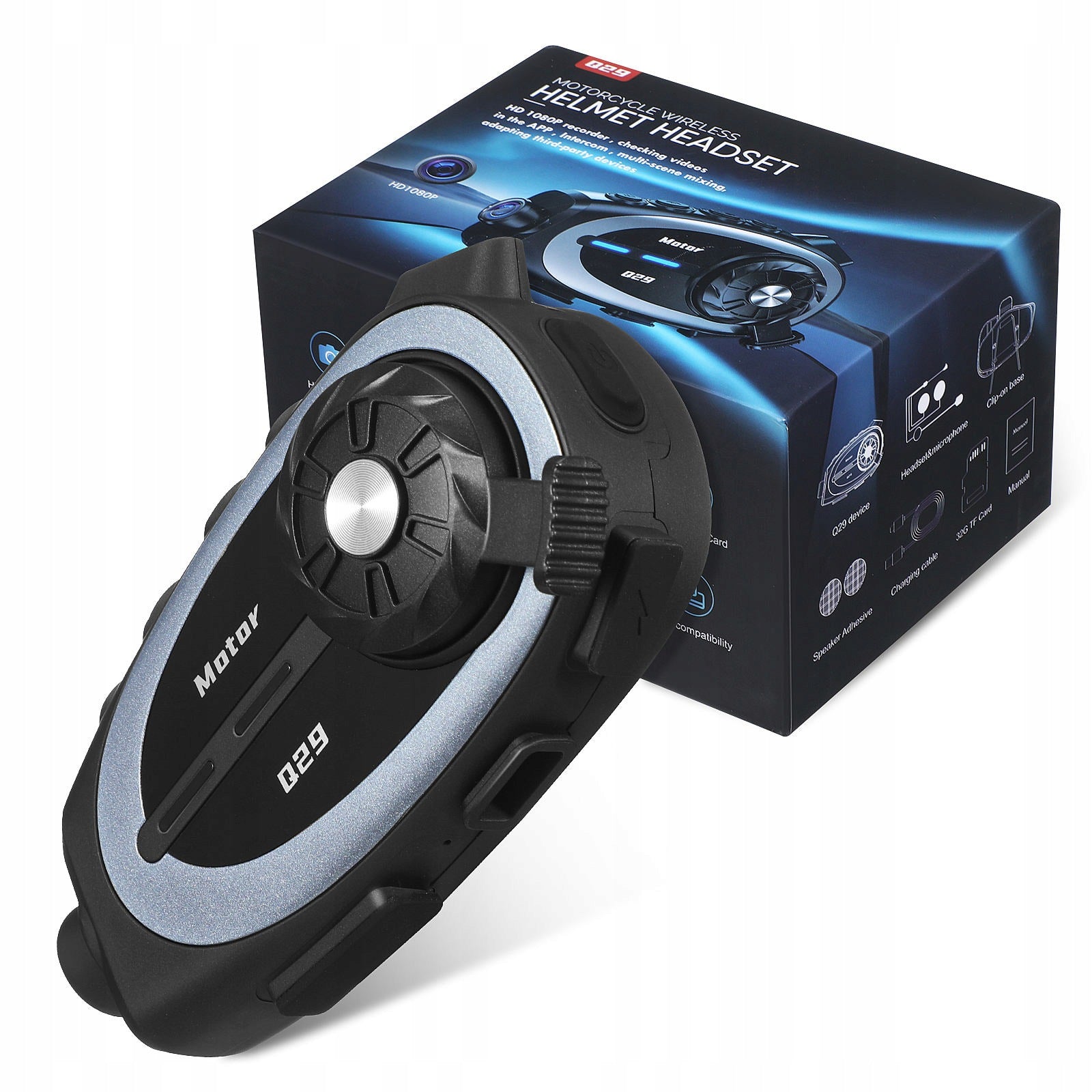 BEZPRZEWODOWY ZESTAW SŁUCHAWKOWY DO KASKU MOTOCYKLOWEGO Z KAMERĄ 1080P Maximum range 500 m