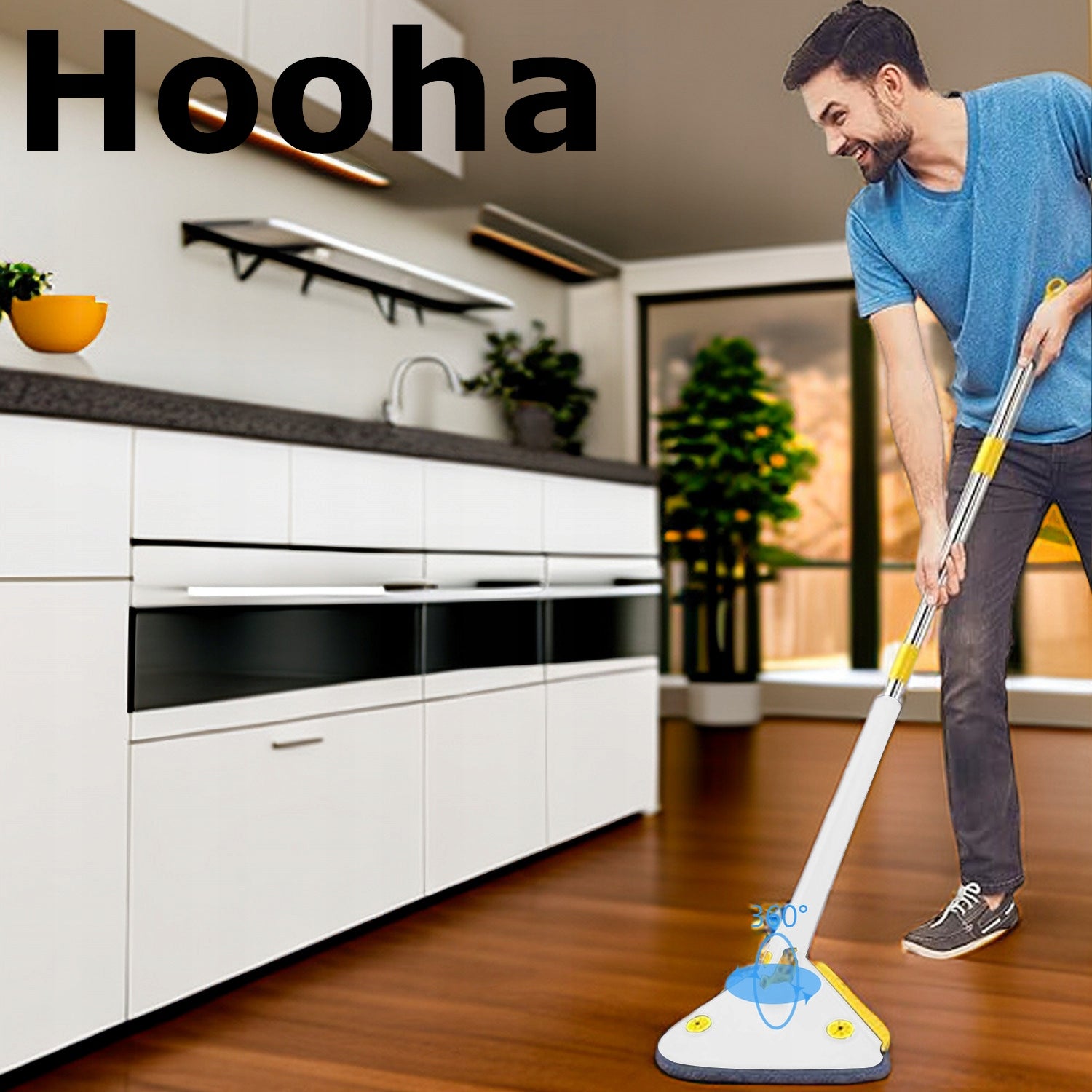 BIAŁY MOP TROJKATNY DO MYCIA PODŁÓG PANELI PŁYTEK CHŁONNY 360° ROTACYJNY Brand Hooha
