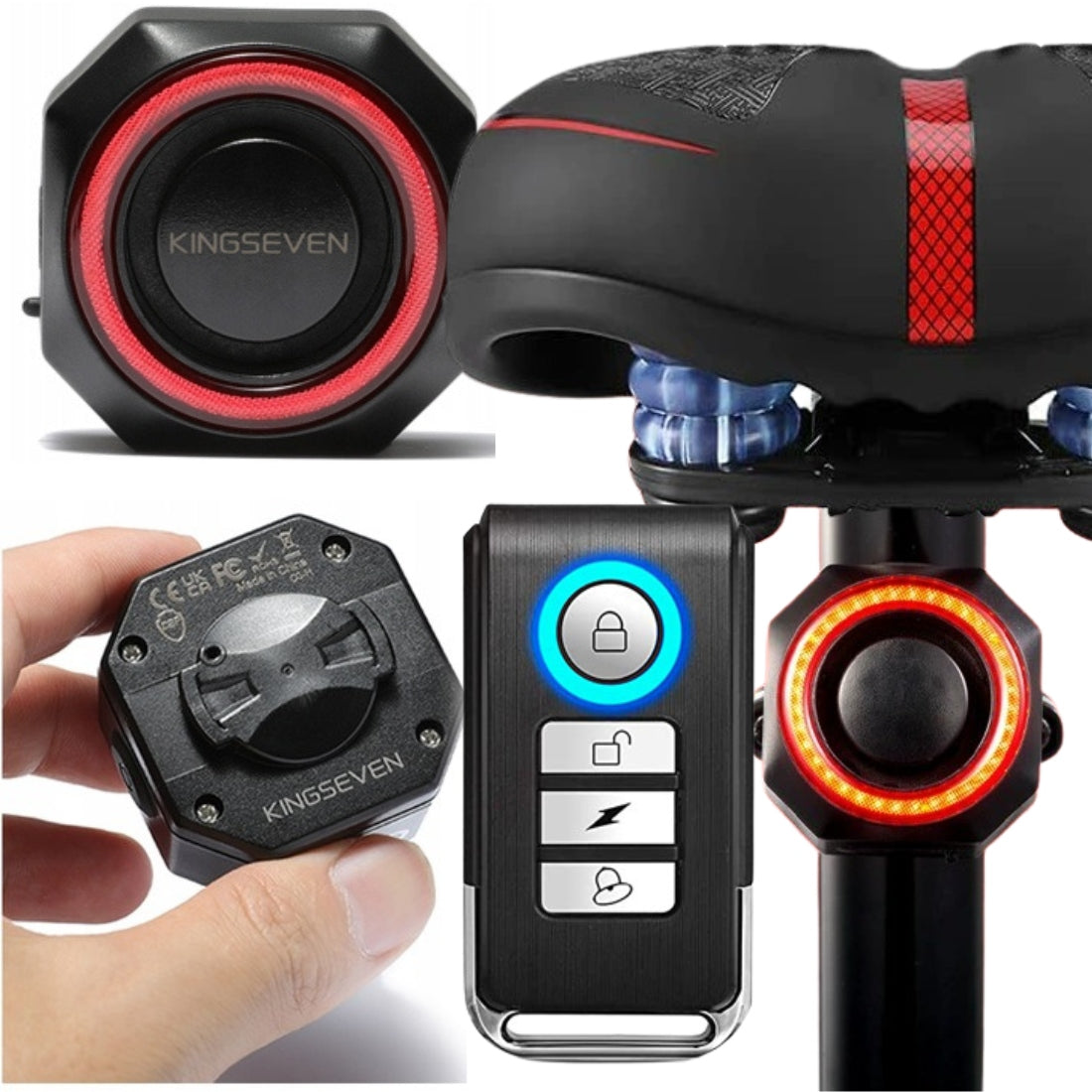 BICYCLE ALARM ANTI-THEFT REAR LAMP BICYCLE BELL REMOTE CONTROL LED