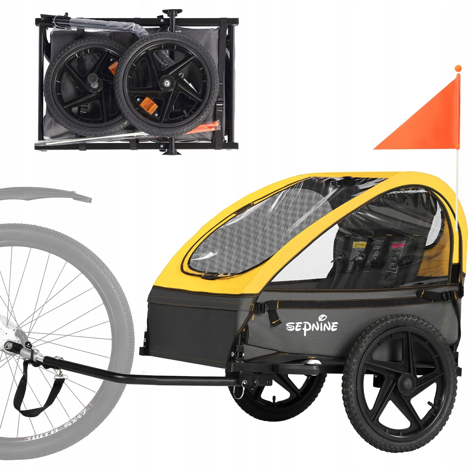 BICYCLE BABY TRAILER 2 seat with 5-Point belt Kids Bike Trailer Up to 40kg