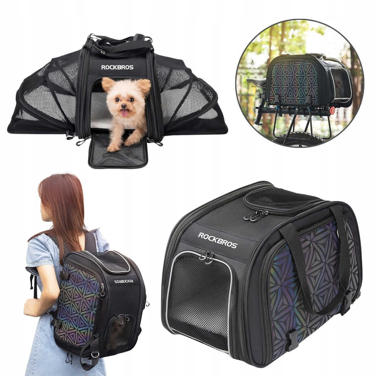 BICYCLE BAG FOR CAT DOG FOLDING 25L BLACK - ROCKBROS