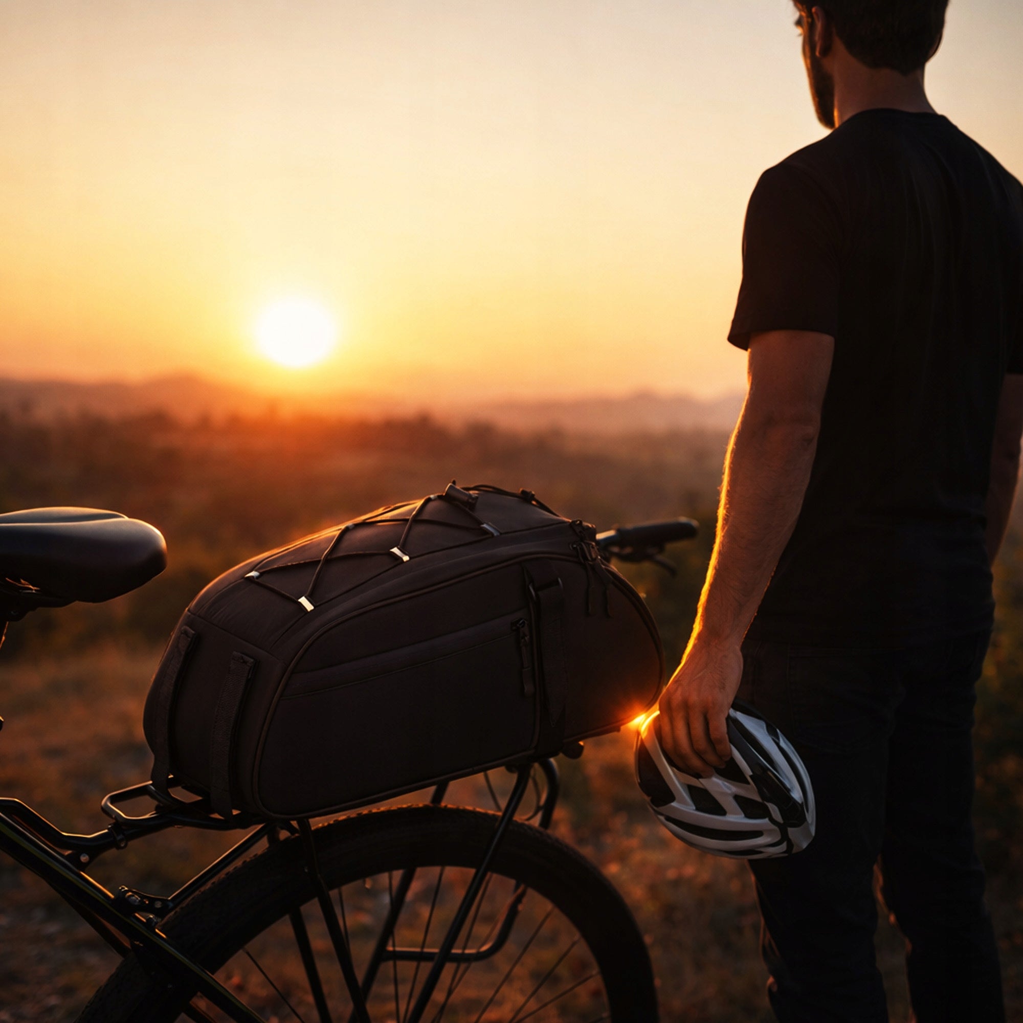 BICYCLE BAG FOR TRUNK POUCH SHOULDER STRAP 900D Oxford Cloth REFLECTORS Model Duża torba na rower