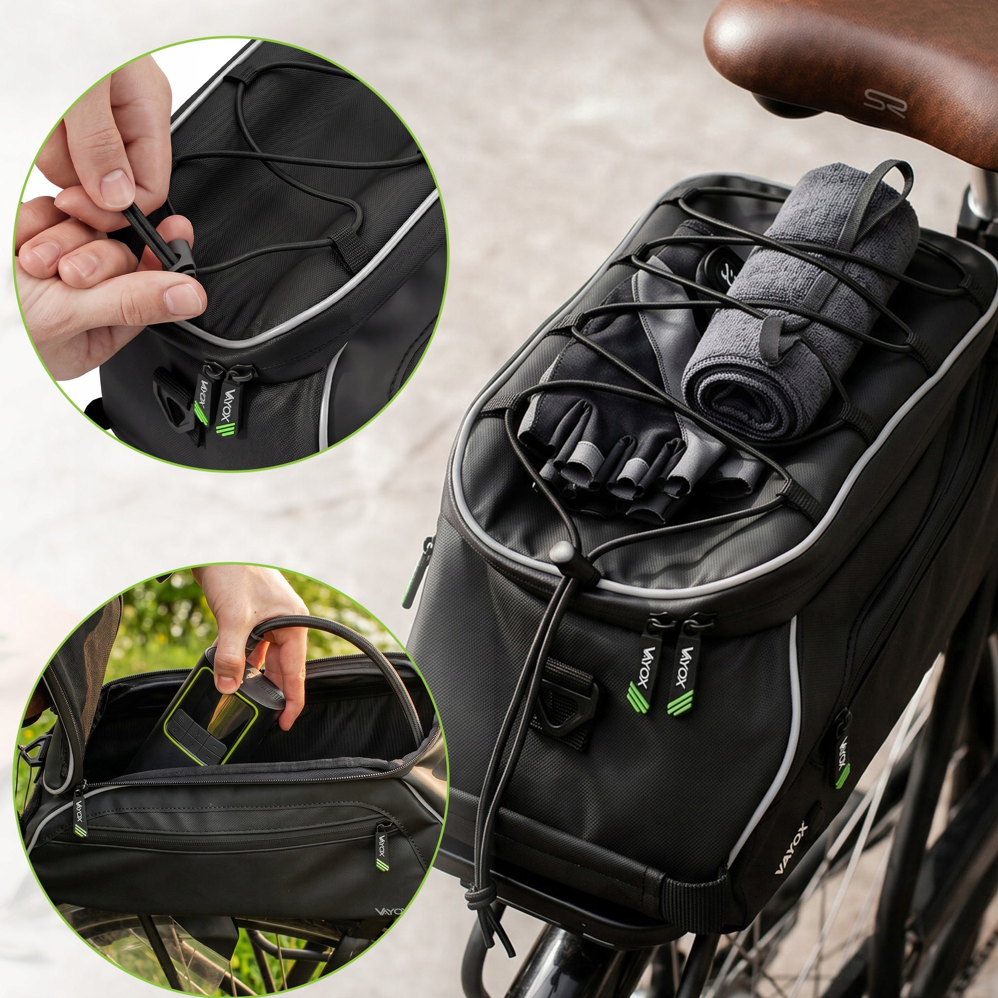 BICYCLE BAG PANNIER FOR REAR RACK LARGE WATERPROOF SHOULDER STRAP VAYOX Brand Vayox