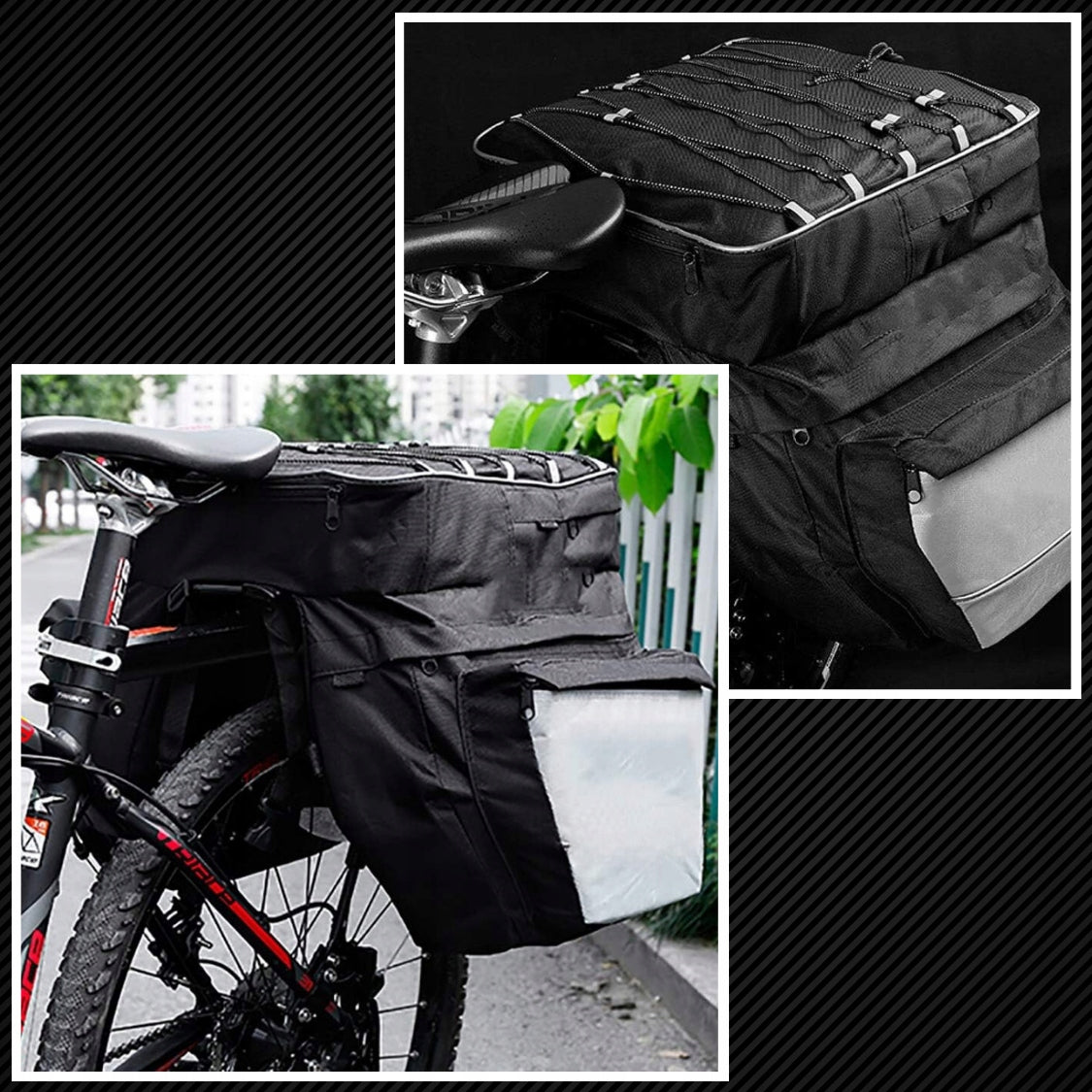 BICYCLE BAG POUCH for bicycle rack + COVER Capacity 55 l